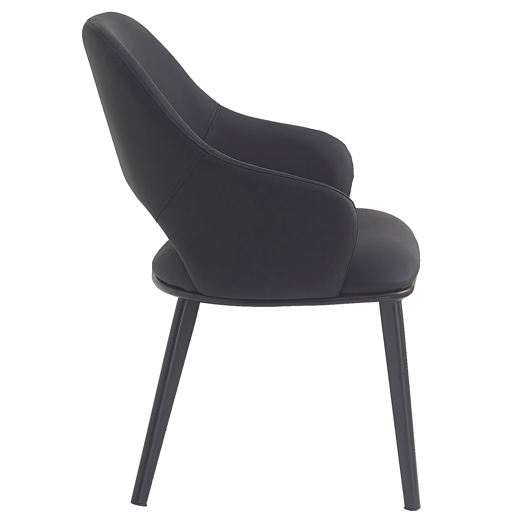 Denzel Dining Chair - Black Faux Leather Modern High Back-DECOROLALA