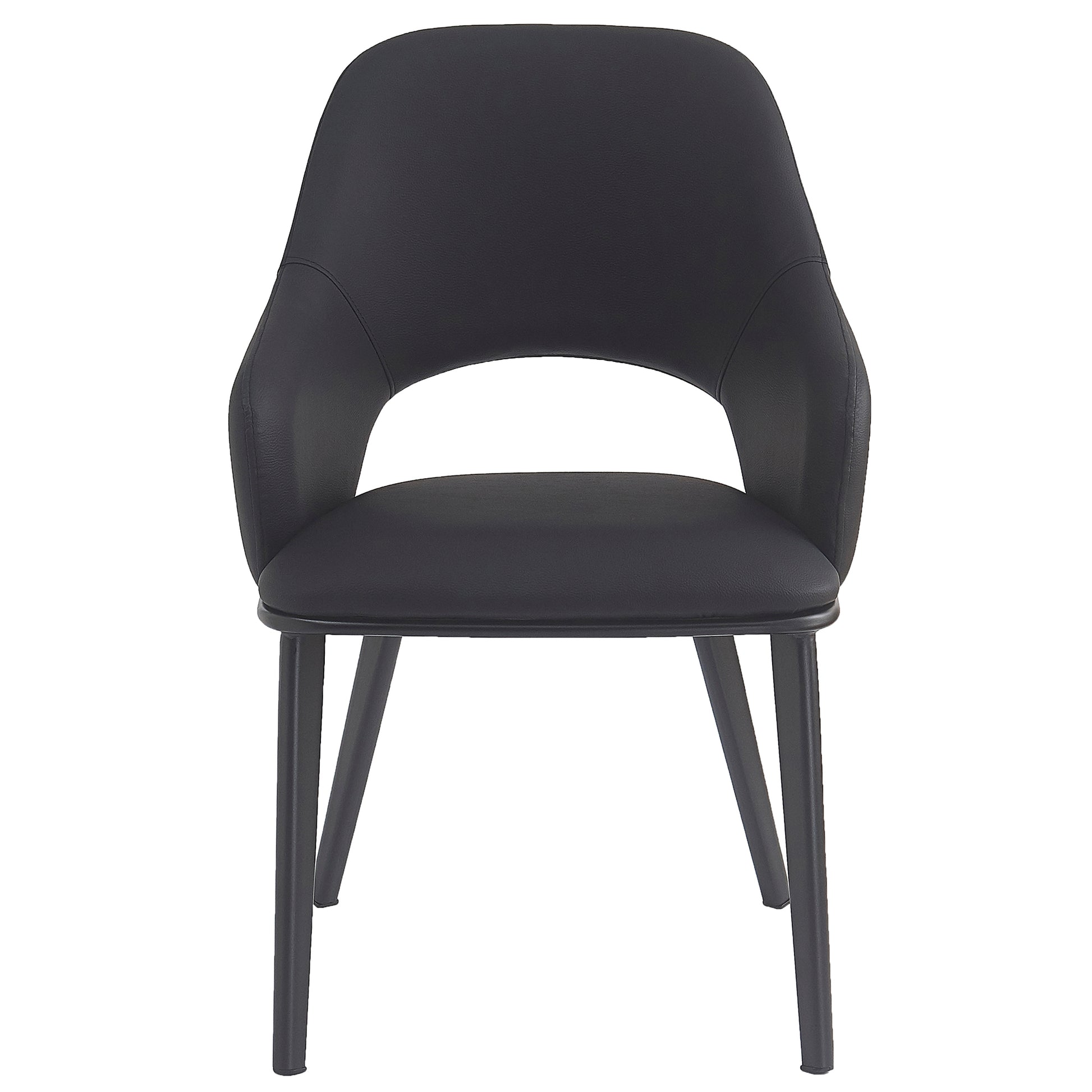 Denzel Dining Chair - Black Faux Leather Modern High Back-DECOROLALA