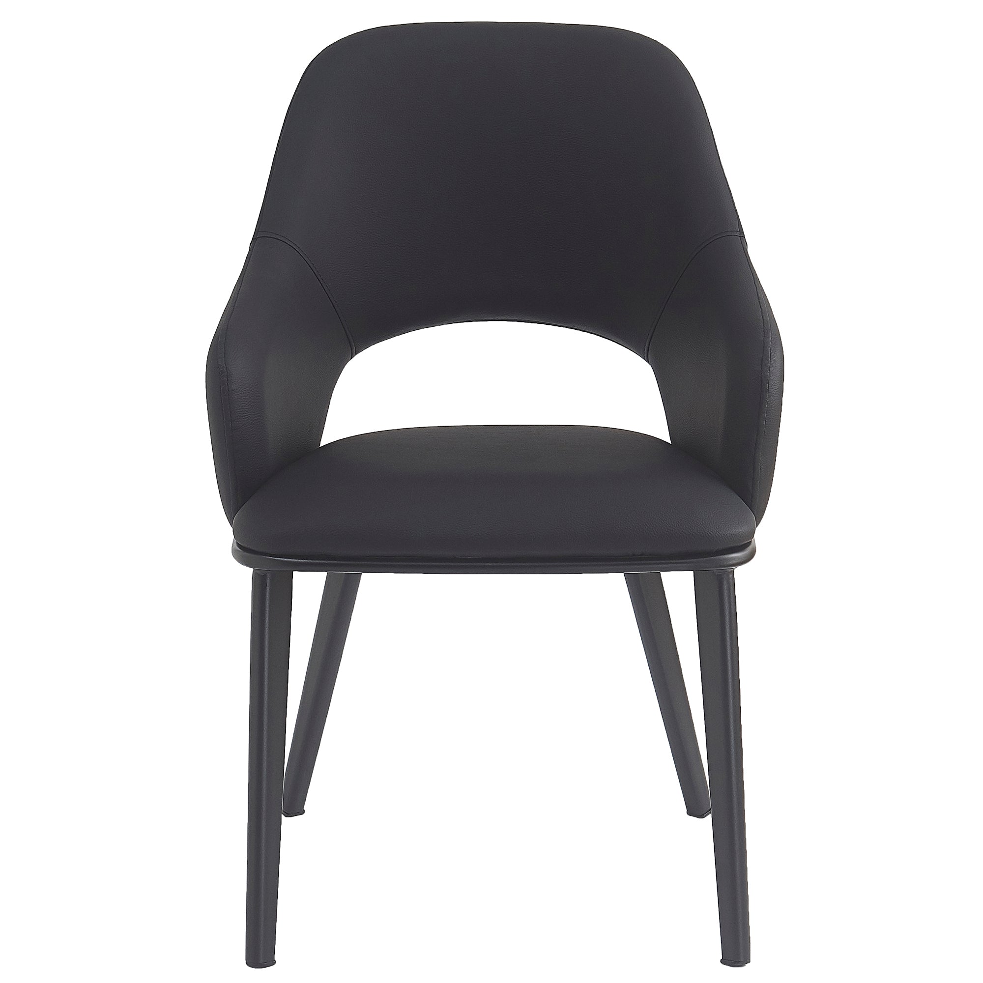 Denzel Dining Chair - Black Faux Leather Modern High Back-DECOROLALA