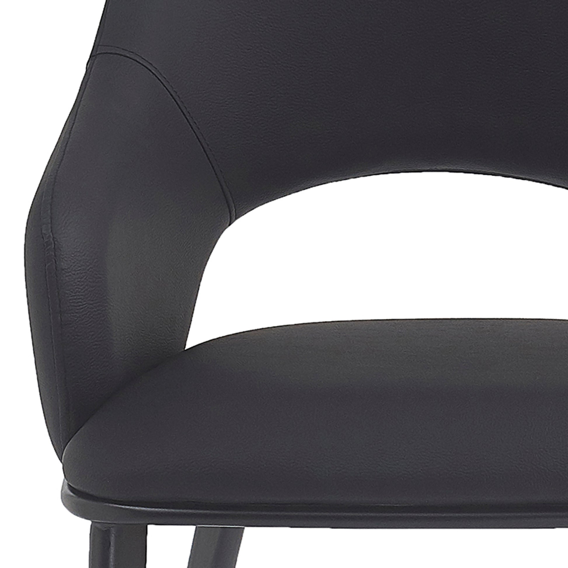 Denzel Dining Chair - Black Faux Leather Modern High Back-DECOROLALA