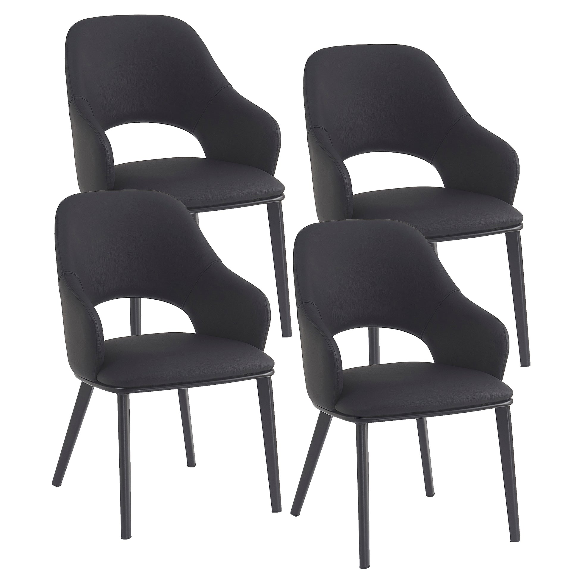Denzel Dining Chair - Black Faux Leather Modern High Back-DECOROLALA