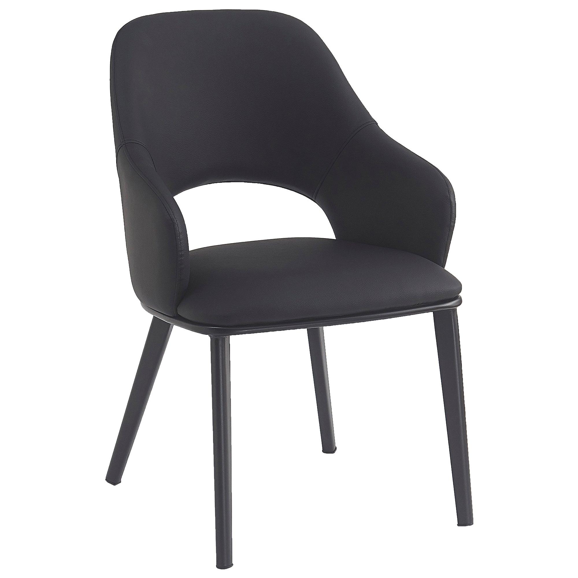 Denzel Dining Chair - Black Faux Leather Modern High Back-DECOROLALA