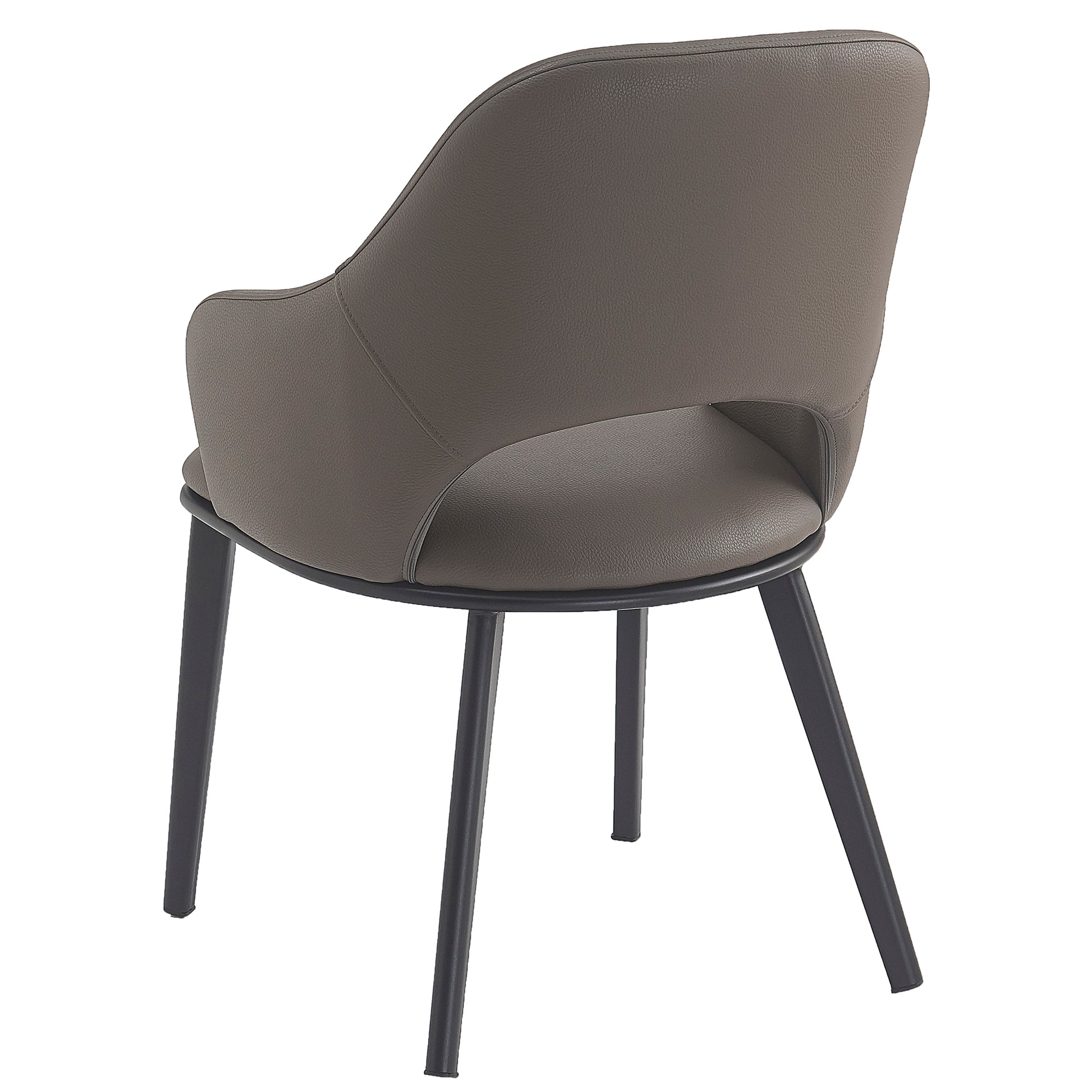 Denzel Dining Chair - Stone Faux Leather with Black Metal Legs-DECOROLALA