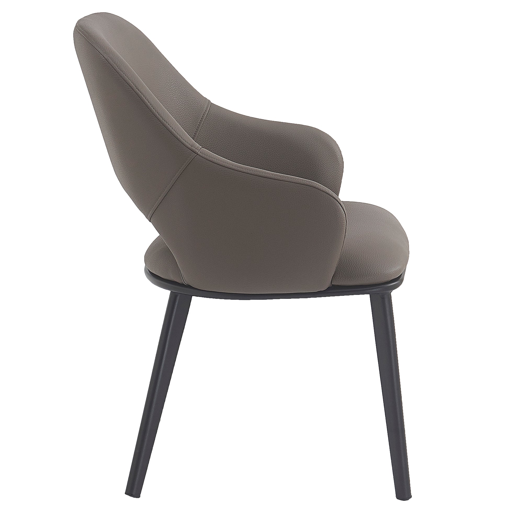 Denzel Dining Chair - Stone Faux Leather with Black Metal Legs-DECOROLALA