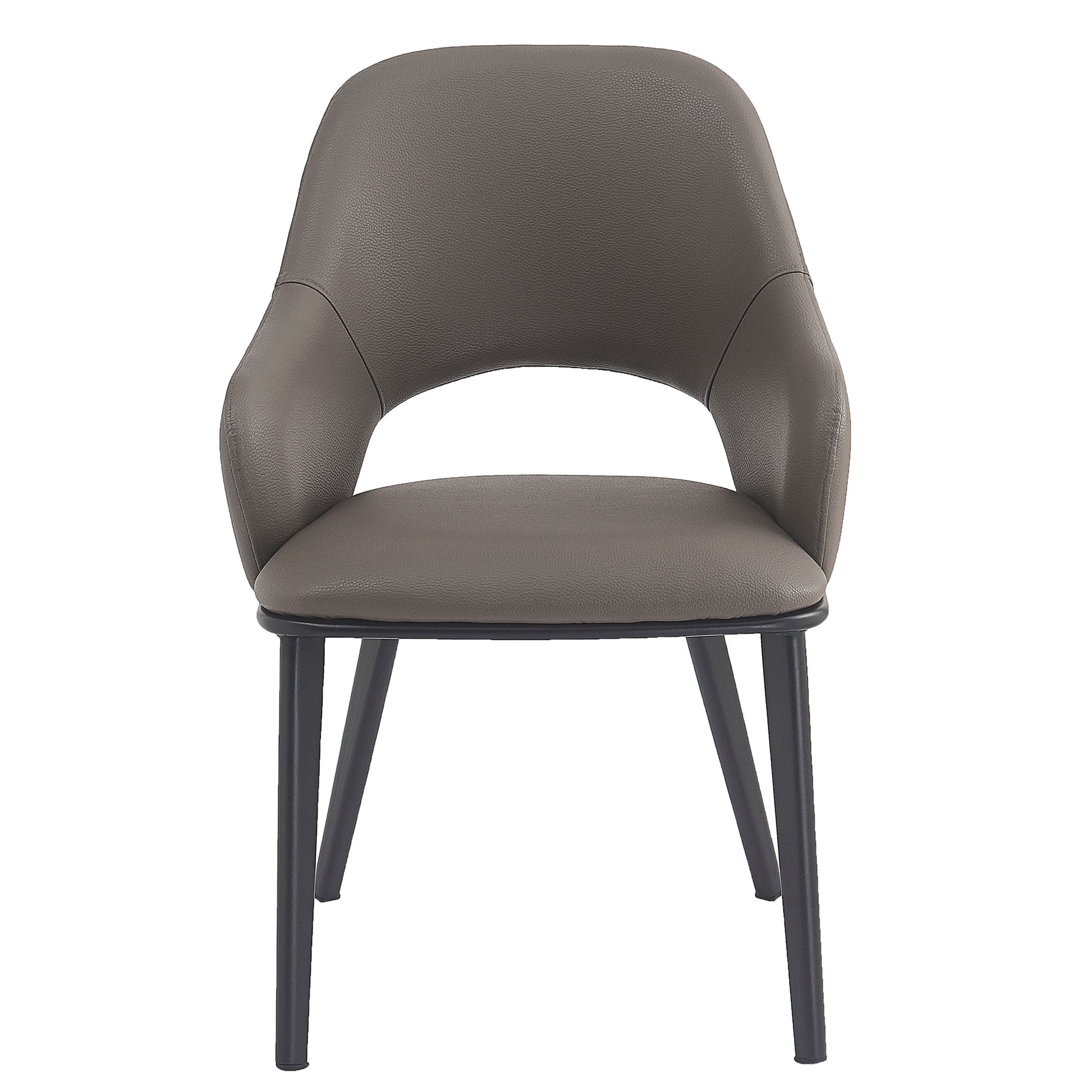 Denzel Dining Chair - Stone Faux Leather with Black Metal Legs-DECOROLALA