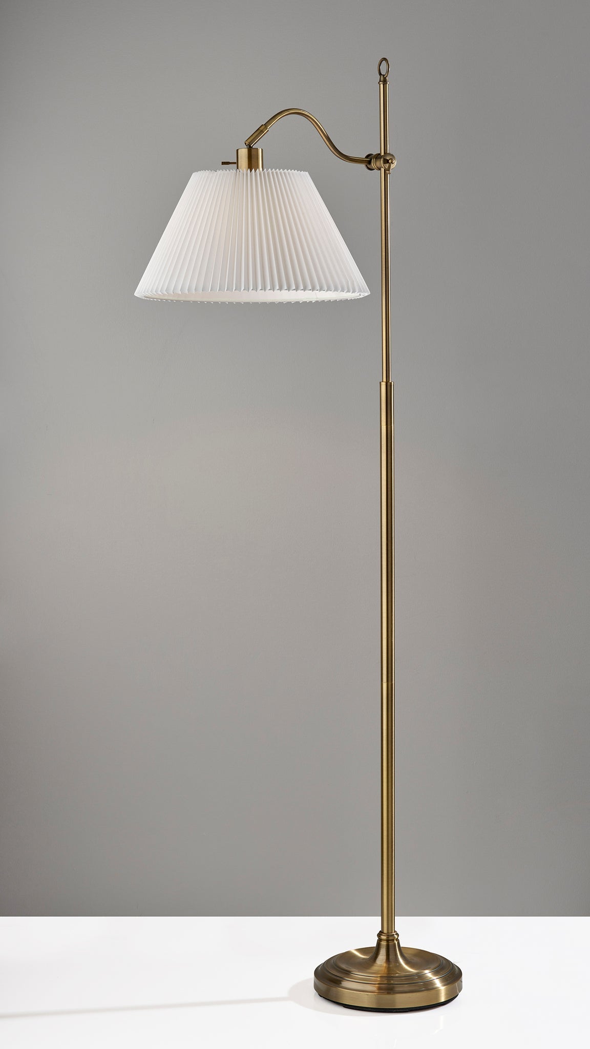 Derby Floor Lamp - Antique Brass 64.75" Pleated-Lighting-DECOROLALA