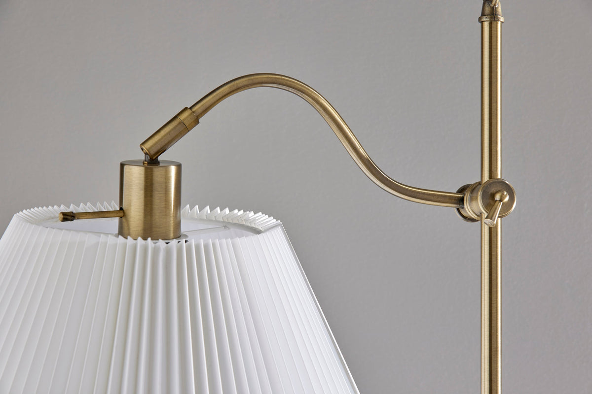Derby Floor Lamp - Antique Brass 64.75" Pleated-Lighting-DECOROLALA