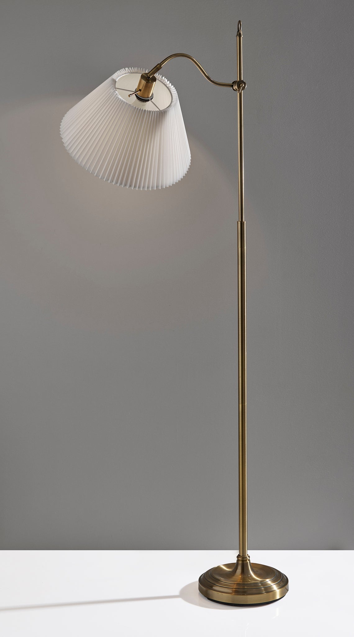 Derby Floor Lamp - Antique Brass 64.75" Pleated-Lighting-DECOROLALA
