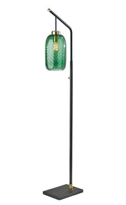 Derrick Floor Lamp - Emerald Green Glass Shade-Lighting-DECOROLALA