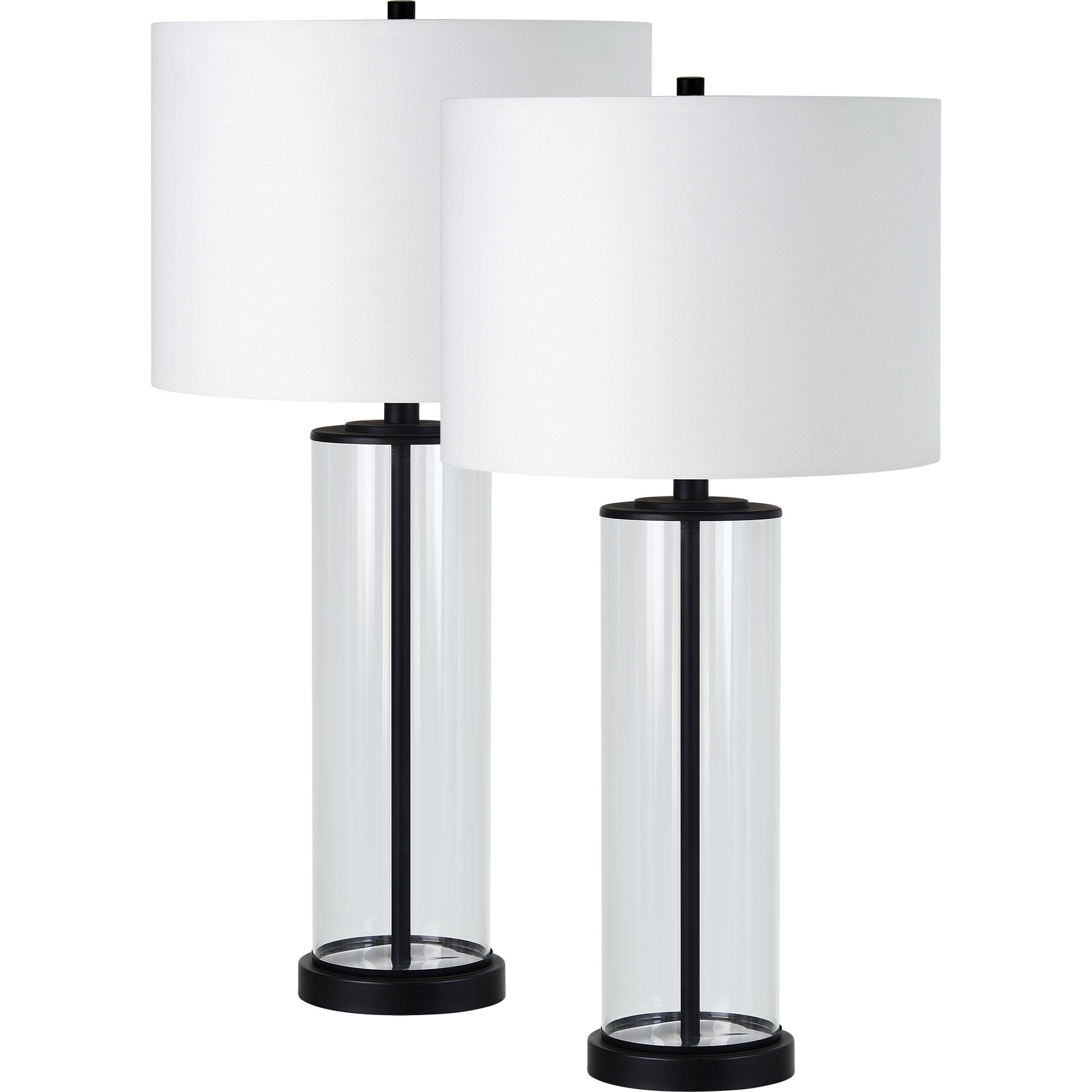Desdemona 28" Length Table Lamp- Set of two, Clear and Matte black-Table Lamp- Set of two-DECOROLALA