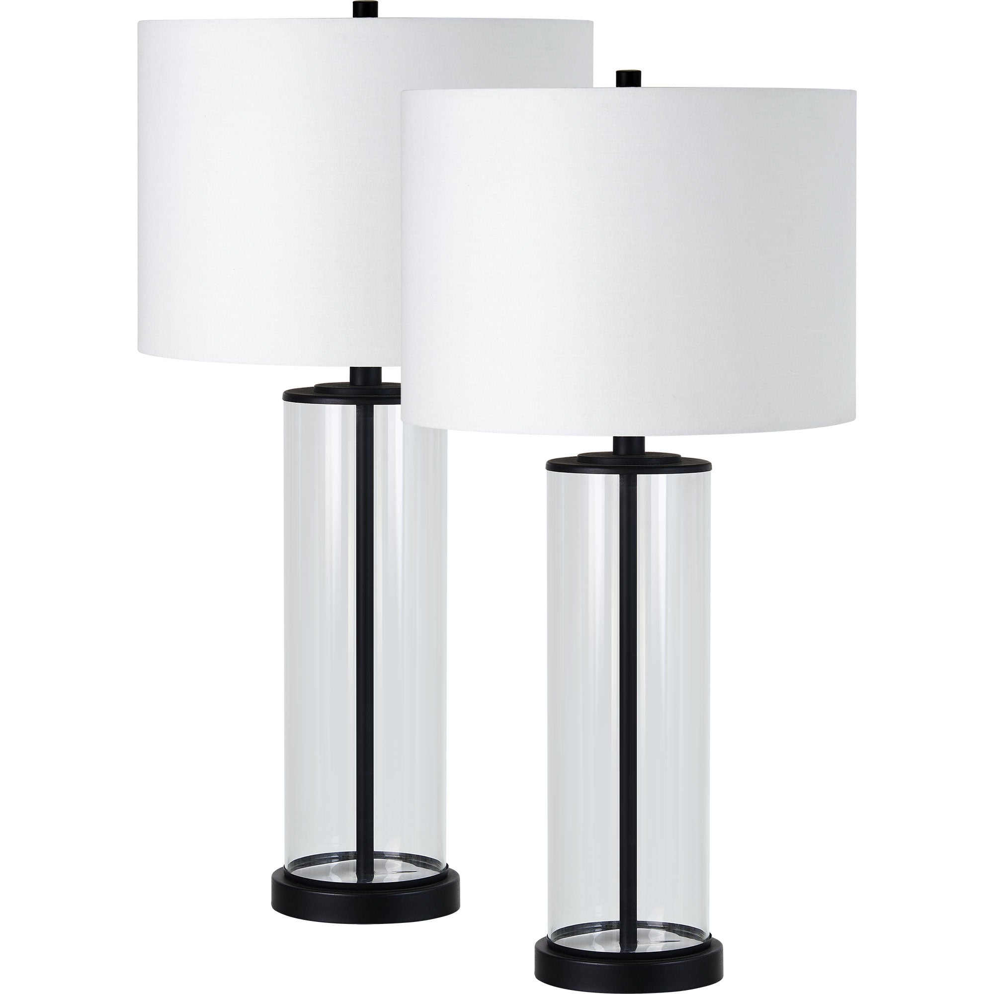 Desdemona 28" Length Table Lamp- Set of two, Clear and Matte black-Table Lamp- Set of two-DECOROLALA