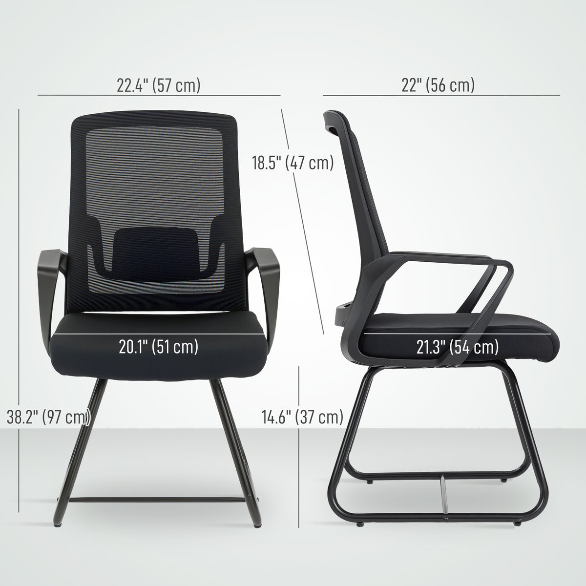 Desk Chair No Wheels - Black Mesh Lumbar Support-Office Products > Office Furniture > Office Chairs > Task Chairs-DECOROLALA