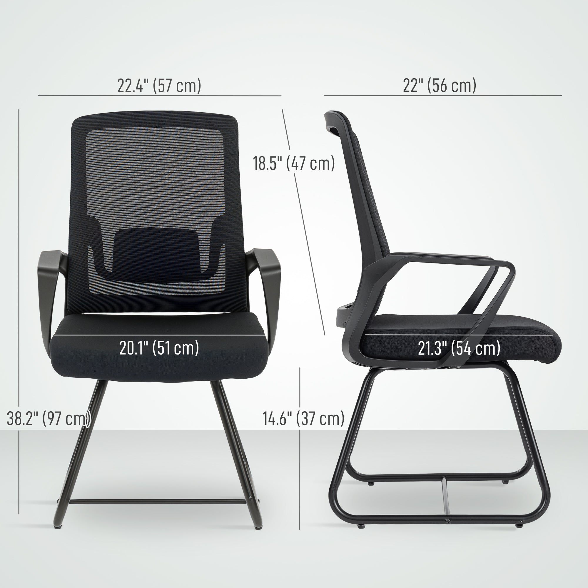Desk Chair No Wheels - Black Mesh Lumbar Support-Office Products > Office Furniture > Office Chairs > Task Chairs-DECOROLALA