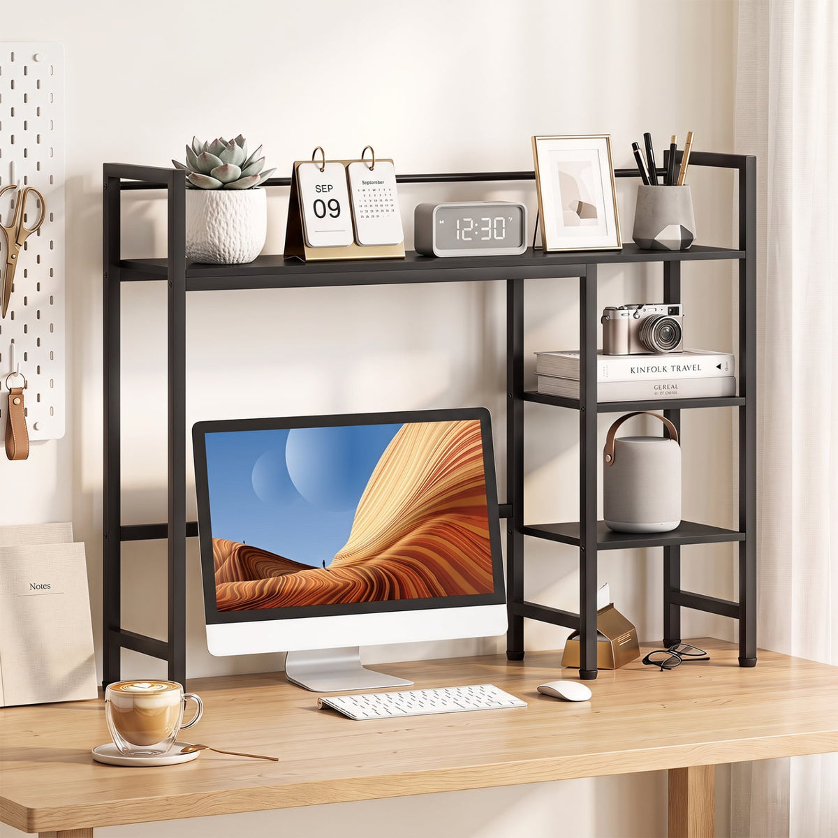 Desktop Bookshelf 38.5" W with Storage Display Rack for Home Office-Black-Bookcases-DECOROLALA