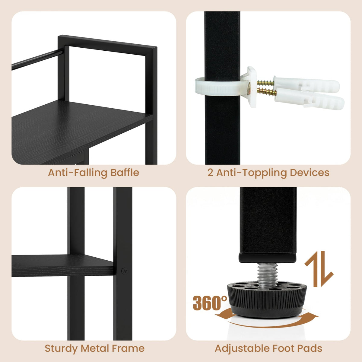 Desktop Bookshelf 38.5" W with Storage Display Rack for Home Office-Black-Bookcases-DECOROLALA