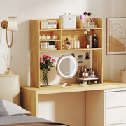 Desktop Bookshelf Countertop Storage Hutch with 6 Shelves-Beige-Bookcases-DECOROLALA
