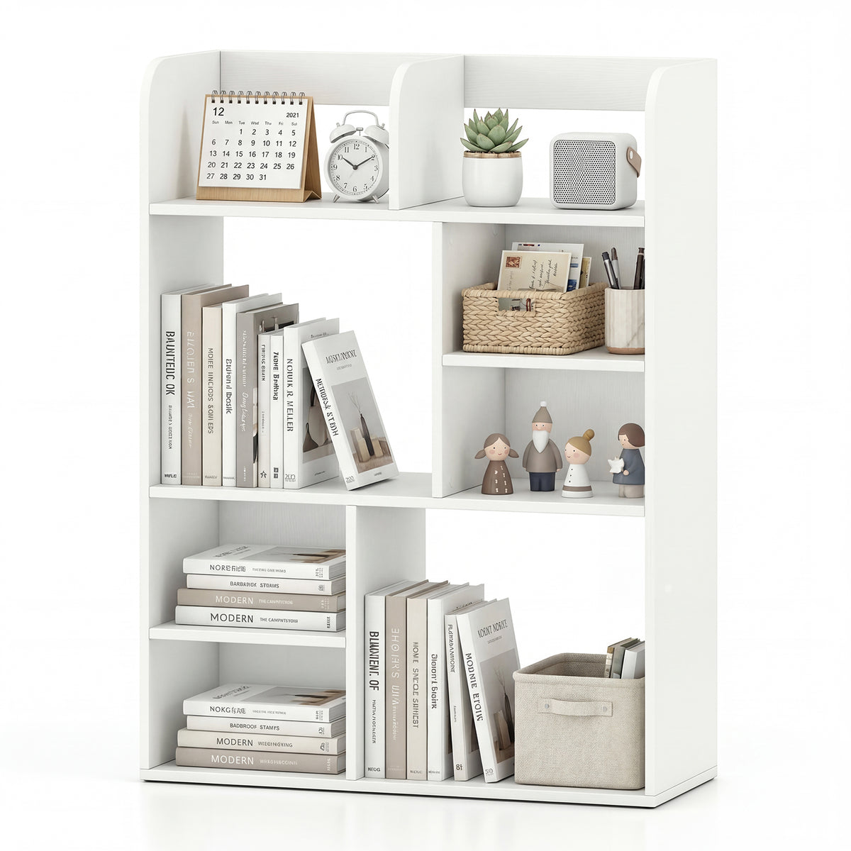 Desktop Display Rack with 8 Open Cubes for Home Office-White-Bookcases-DECOROLALA