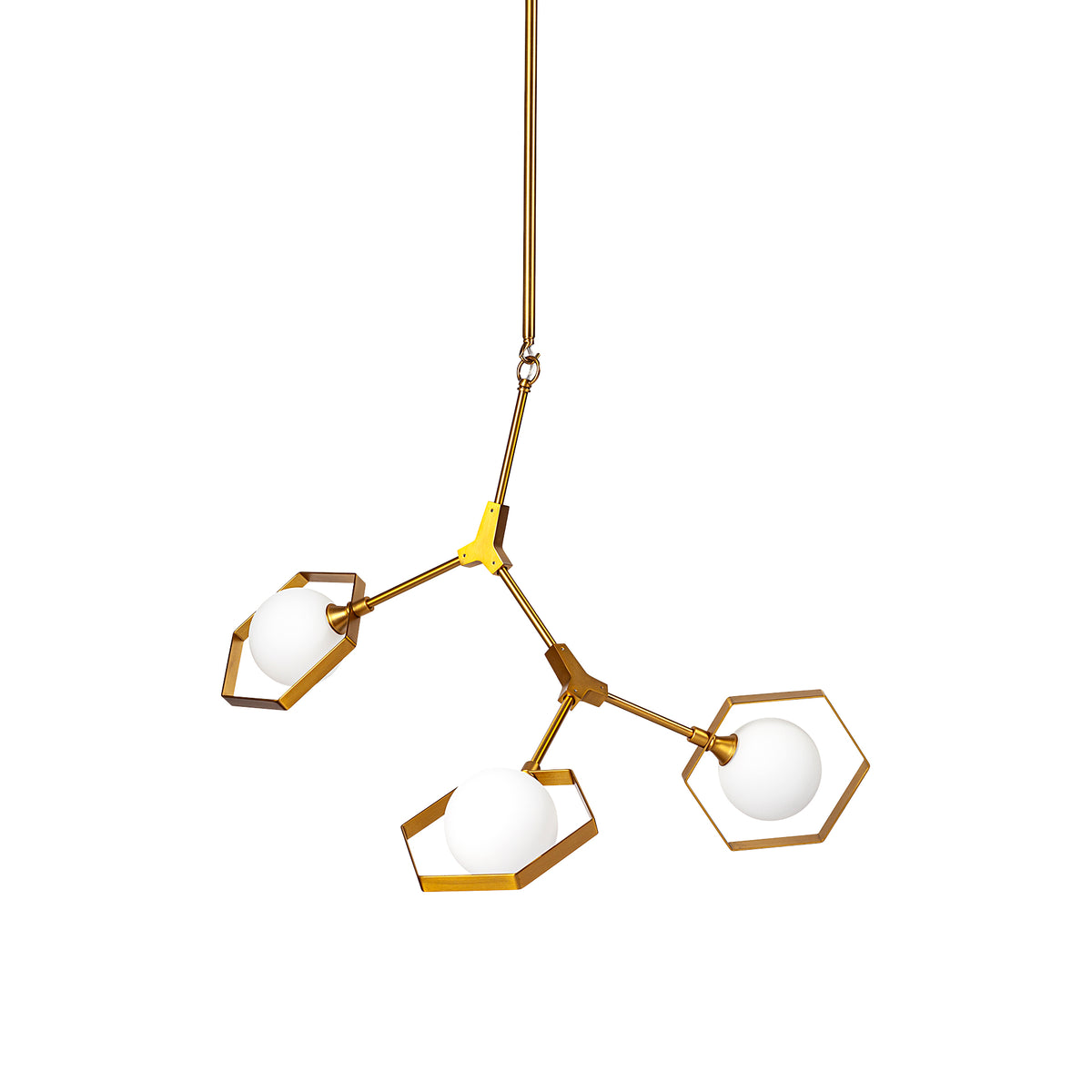 Desousa II Brass Three-Light Sputnik Chandelier-Chandeliers-DECOROLALA