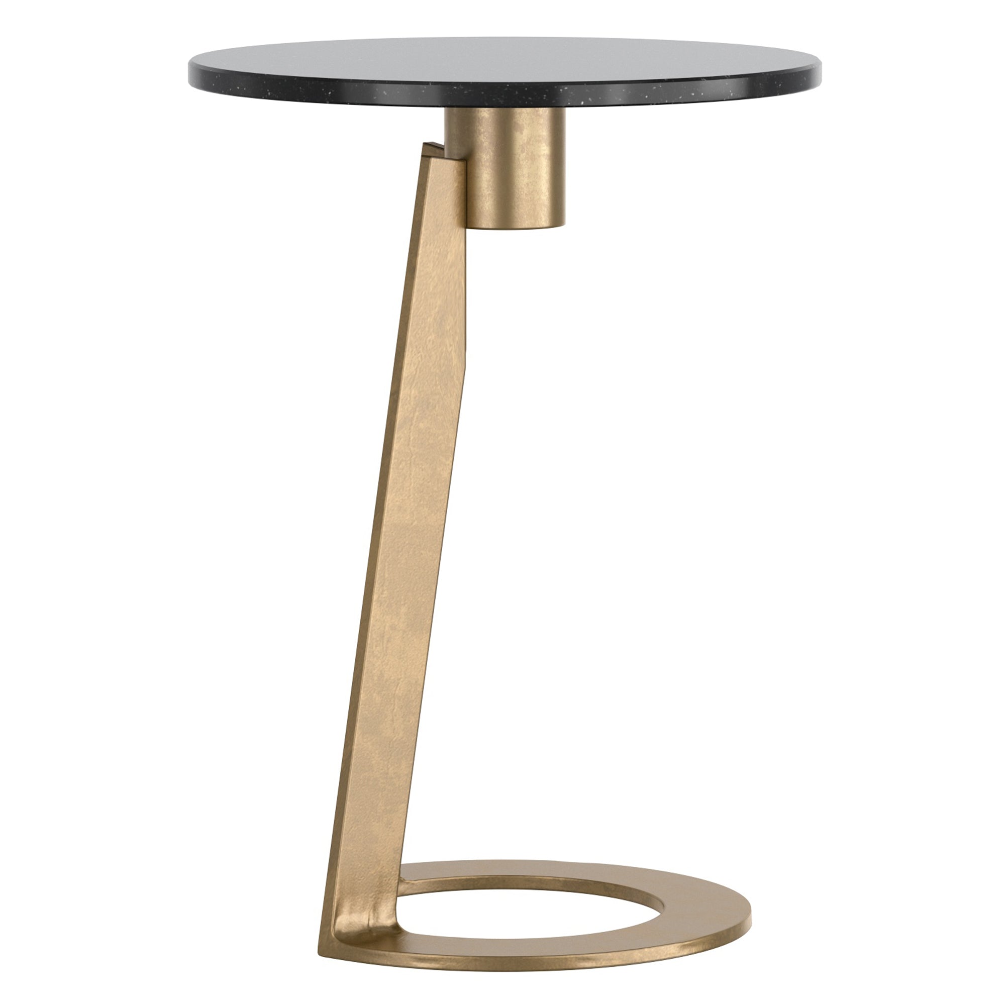 Devas Accent Table - Black Marble Top Solid Brass Base-DECOROLALA