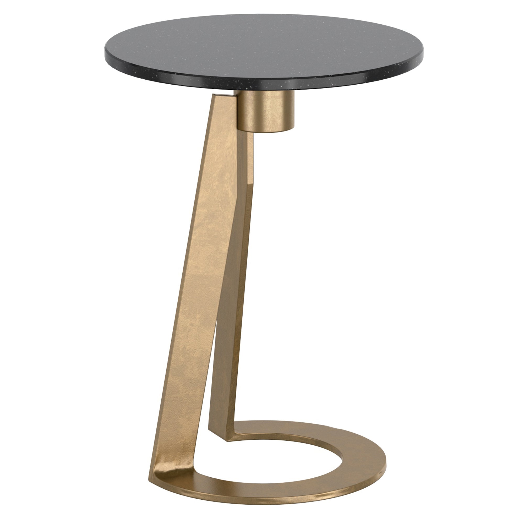 Devas Accent Table - Black Marble Top Solid Brass Base-DECOROLALA