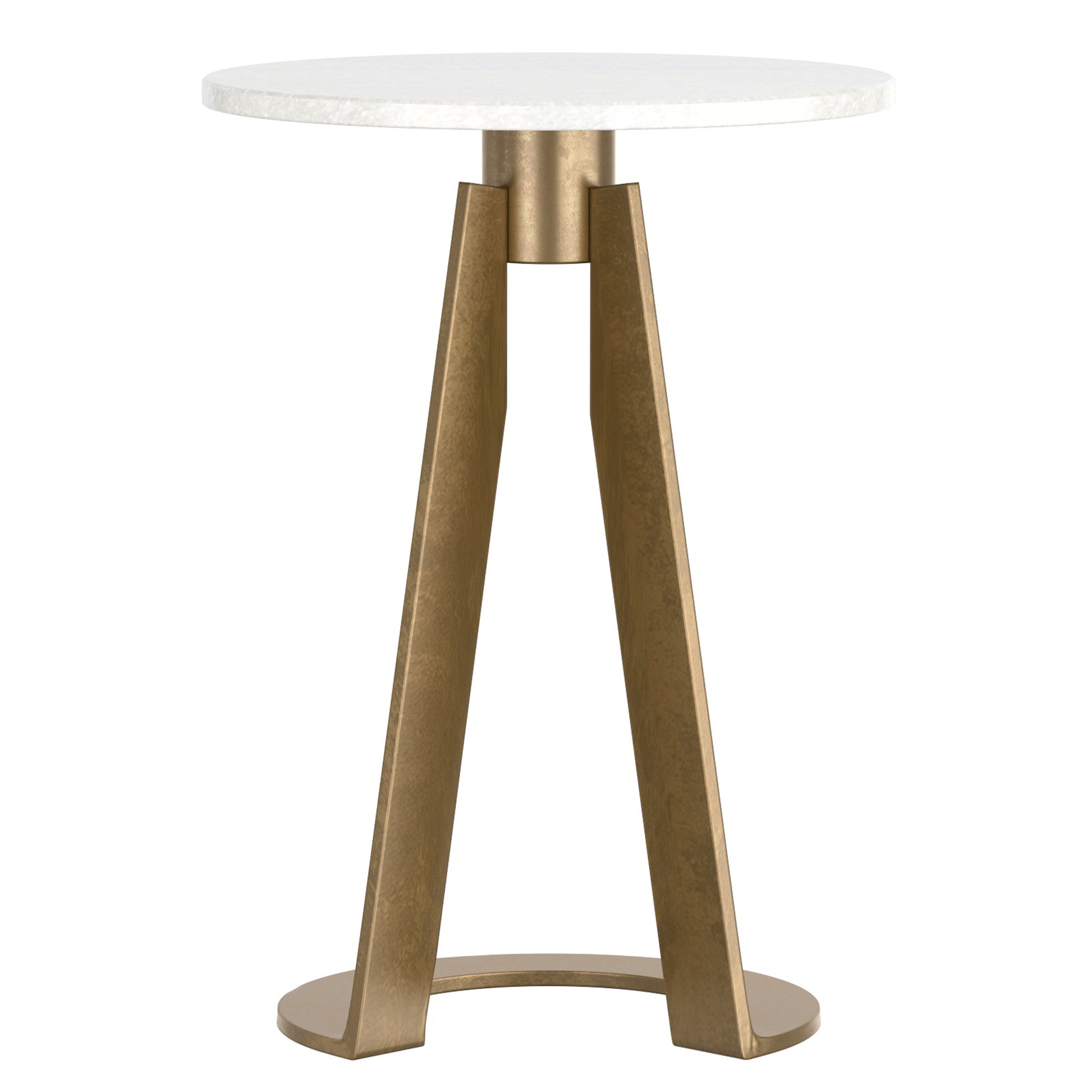 Devas Marble-Topped Accent Table - White with Brass Base-DECOROLALA