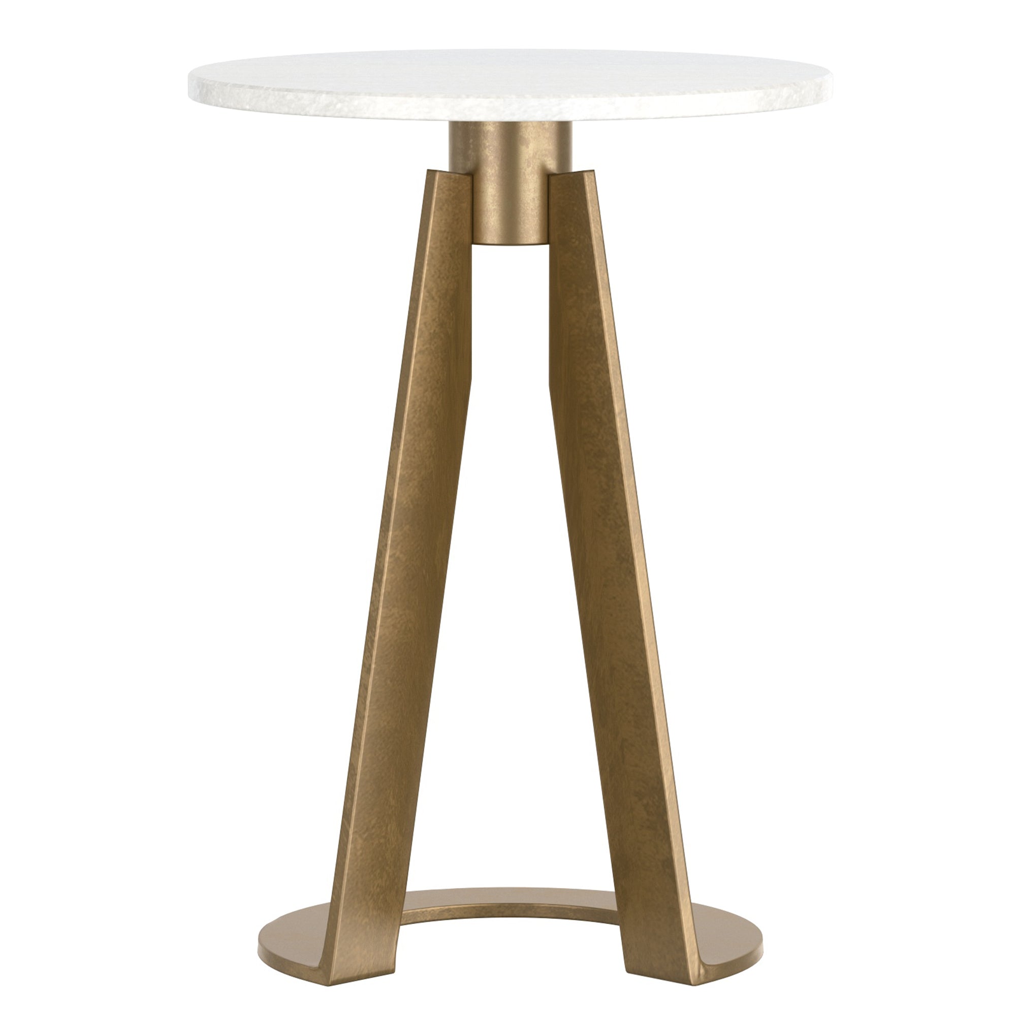 Devas Marble-Topped Accent Table - White with Brass Base-DECOROLALA