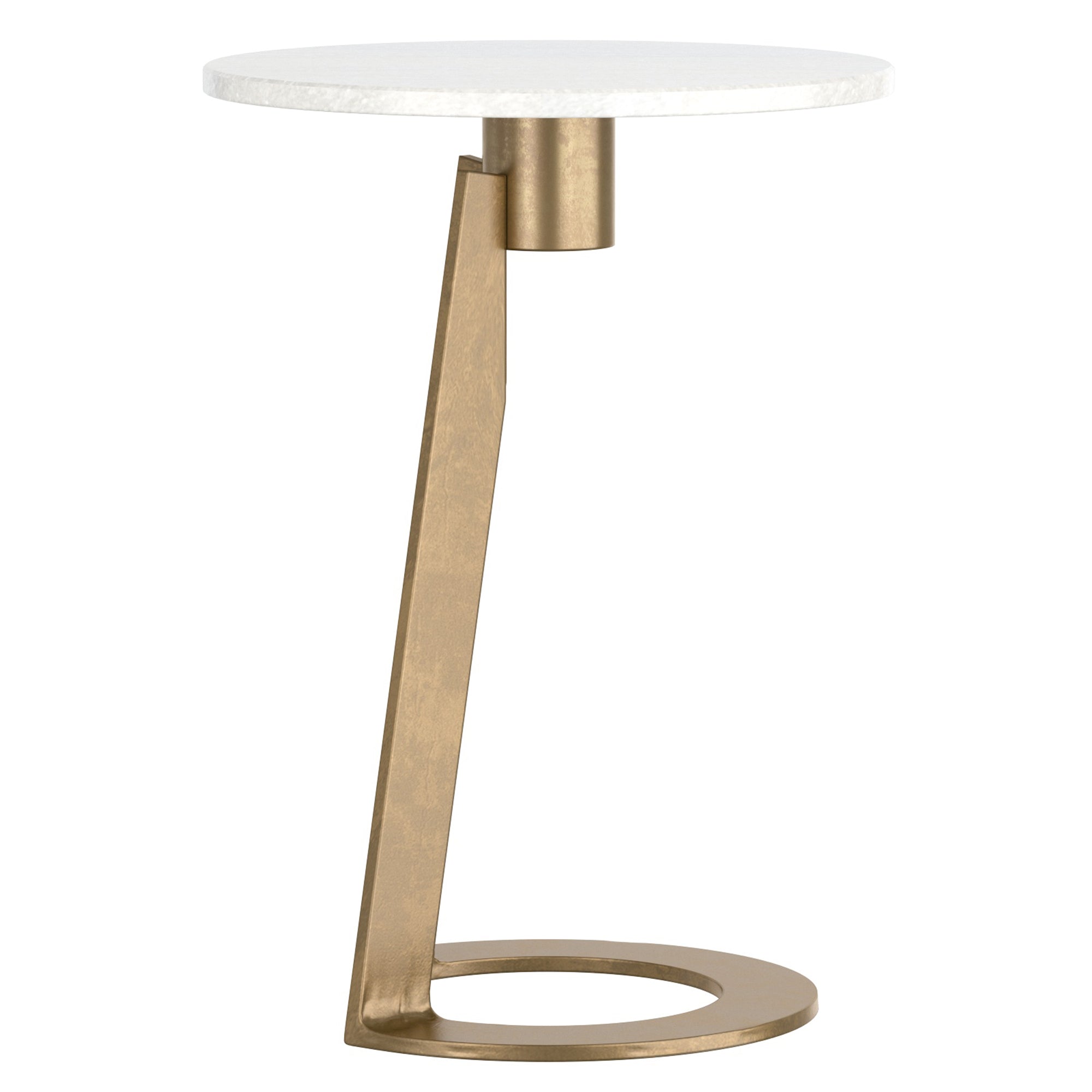 Devas Marble-Topped Accent Table - White with Brass Base-DECOROLALA