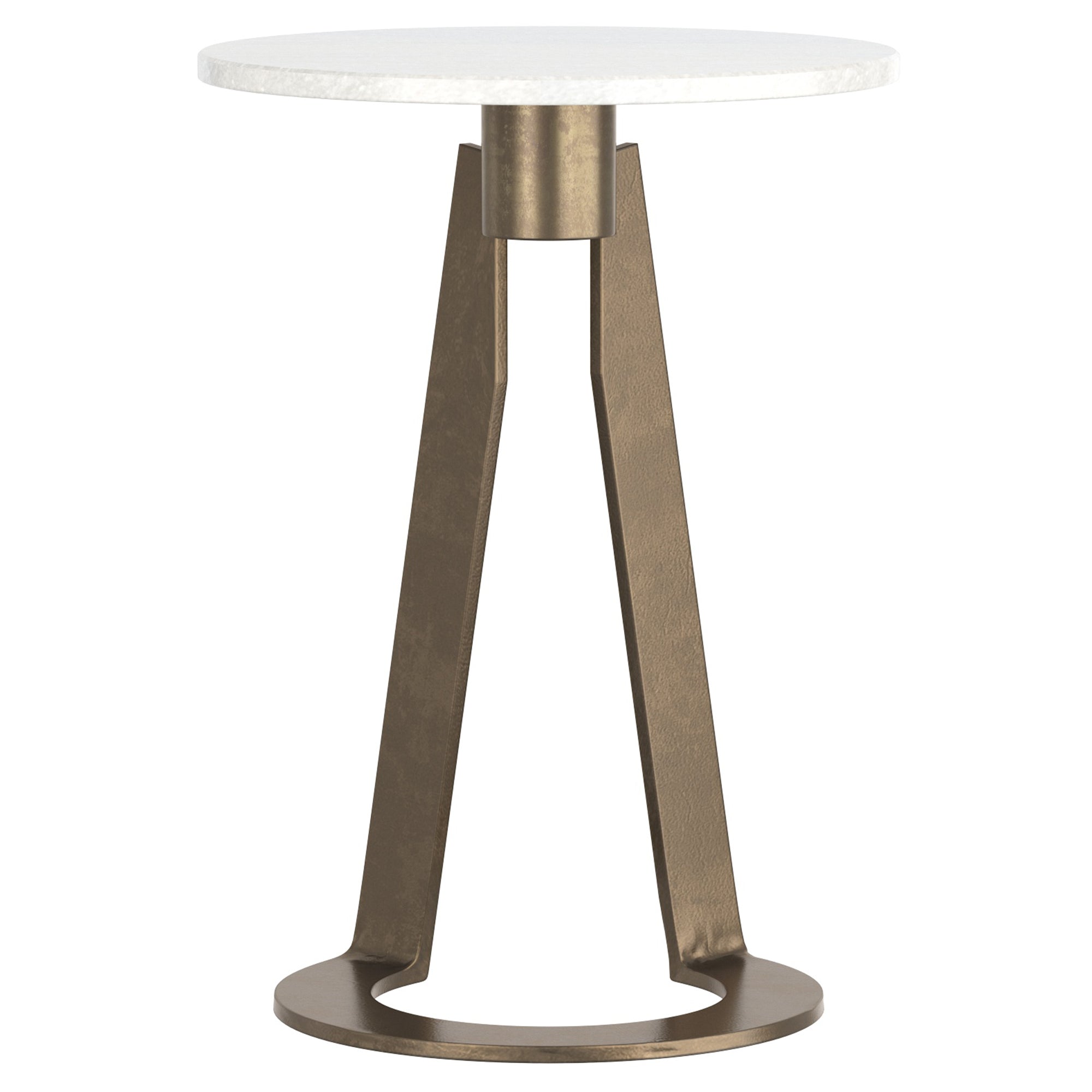 Devas Marble-Topped Accent Table - White with Brass Base-DECOROLALA