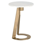 Devas Marble-Topped Accent Table - White with Brass Base-DECOROLALA