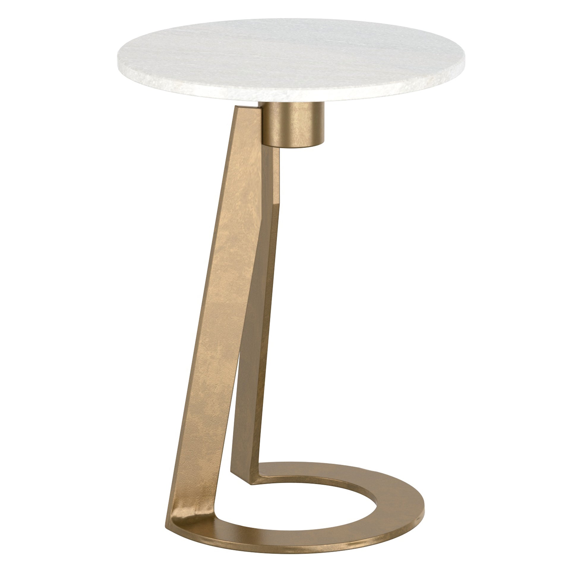 Devas Marble-Topped Accent Table - White with Brass Base-DECOROLALA