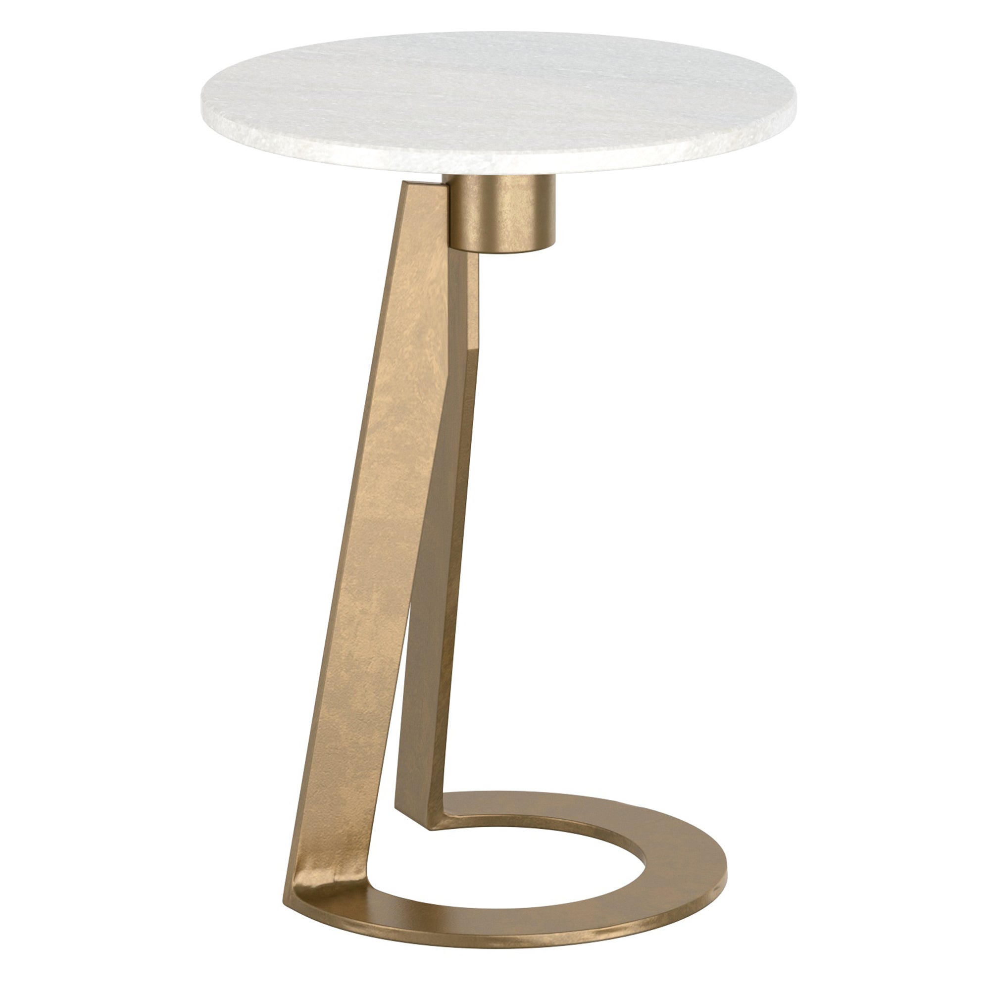 Devas Marble-Topped Accent Table - White with Brass Base-DECOROLALA