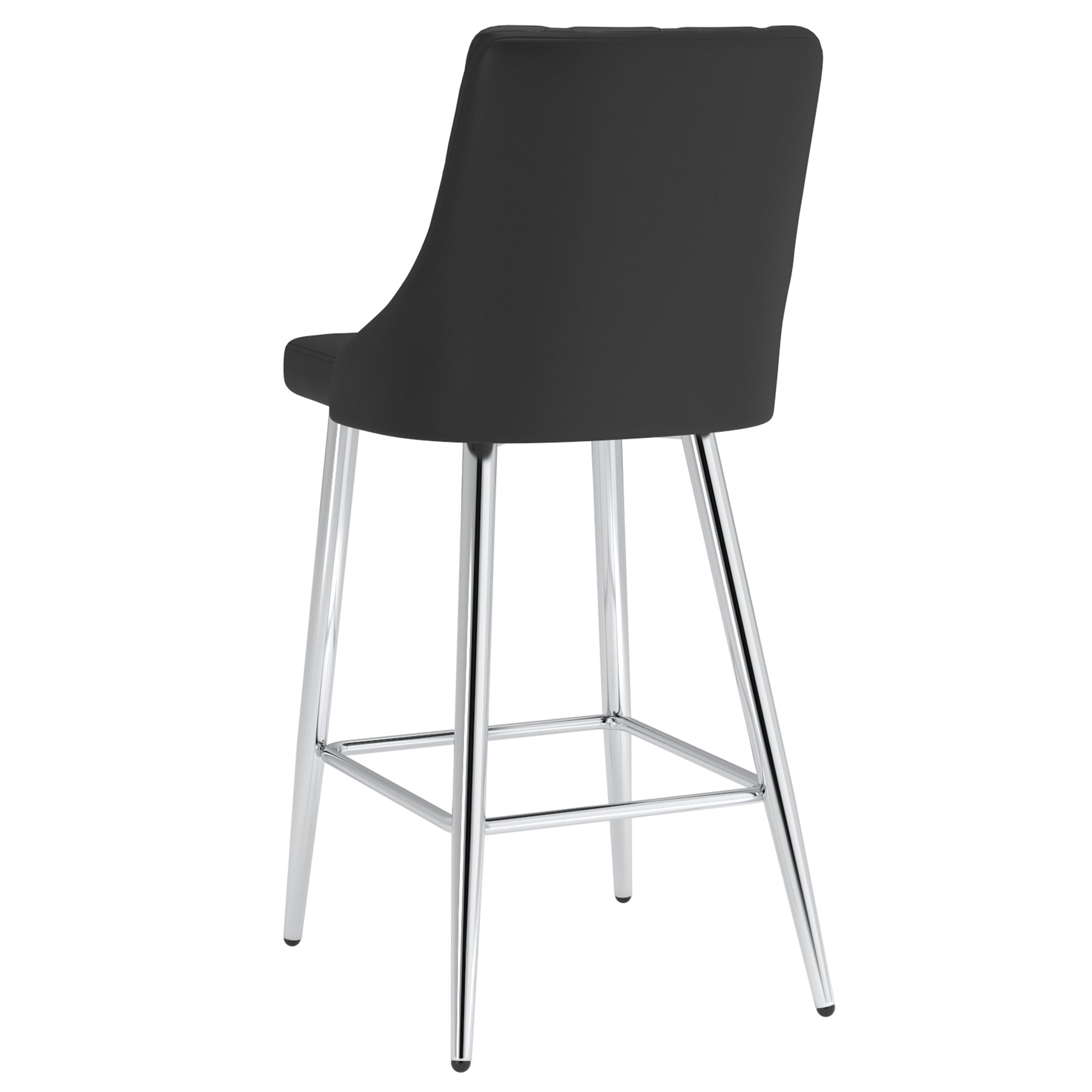 Devo 26" Counter Stool - Black Faux Leather & Chrome-DECOROLALA