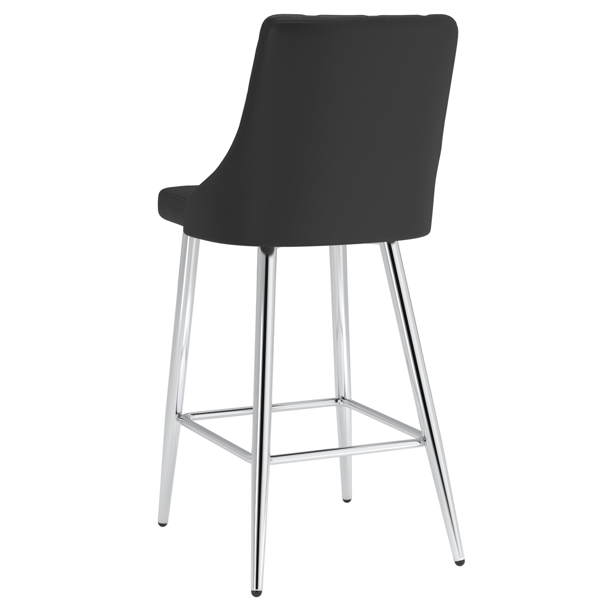 Devo 26" Counter Stool - Black Faux Leather & Chrome-DECOROLALA