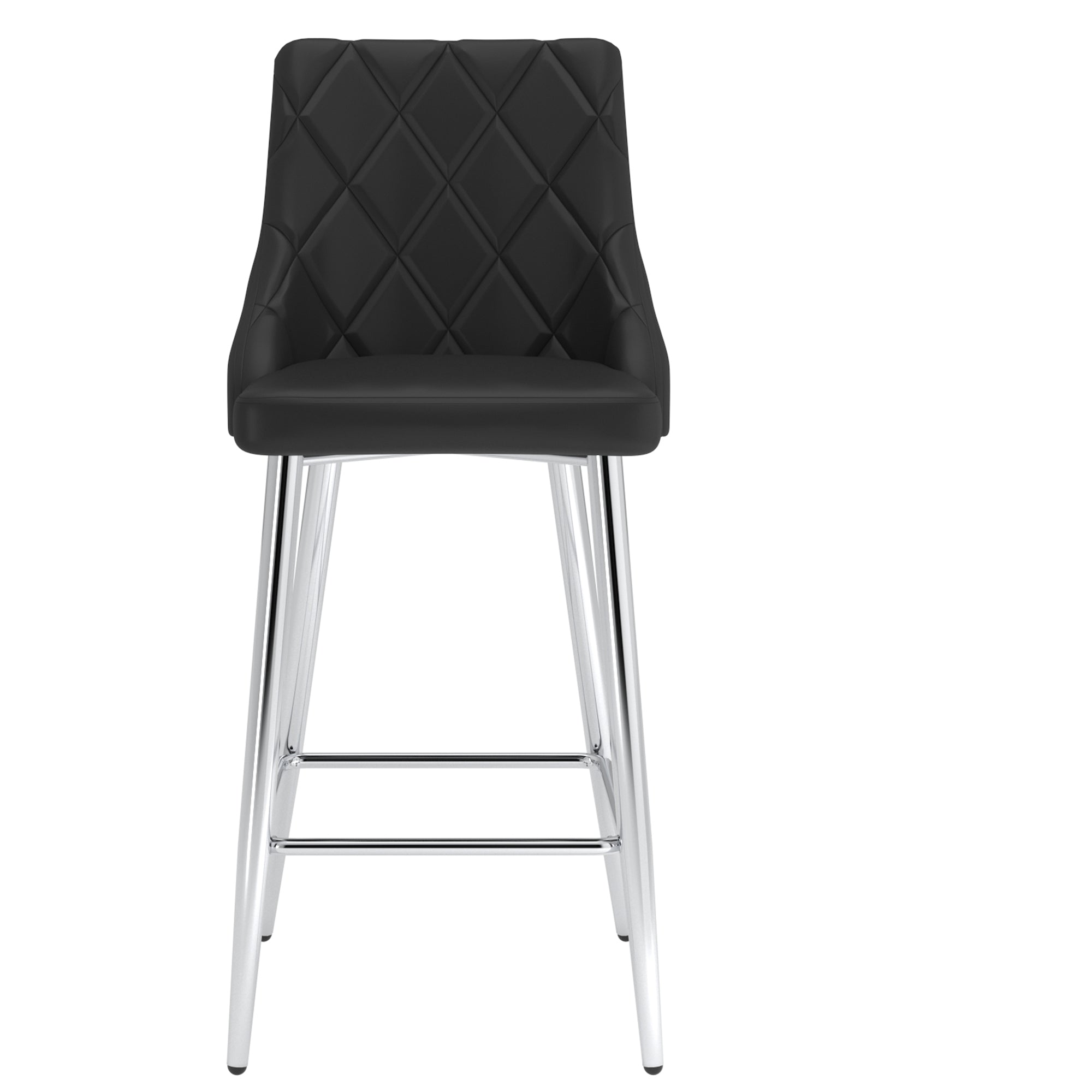 Devo 26" Counter Stool - Black Faux Leather & Chrome-DECOROLALA