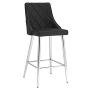 Devo 26" Counter Stool - Black Faux Leather & Chrome-DECOROLALA