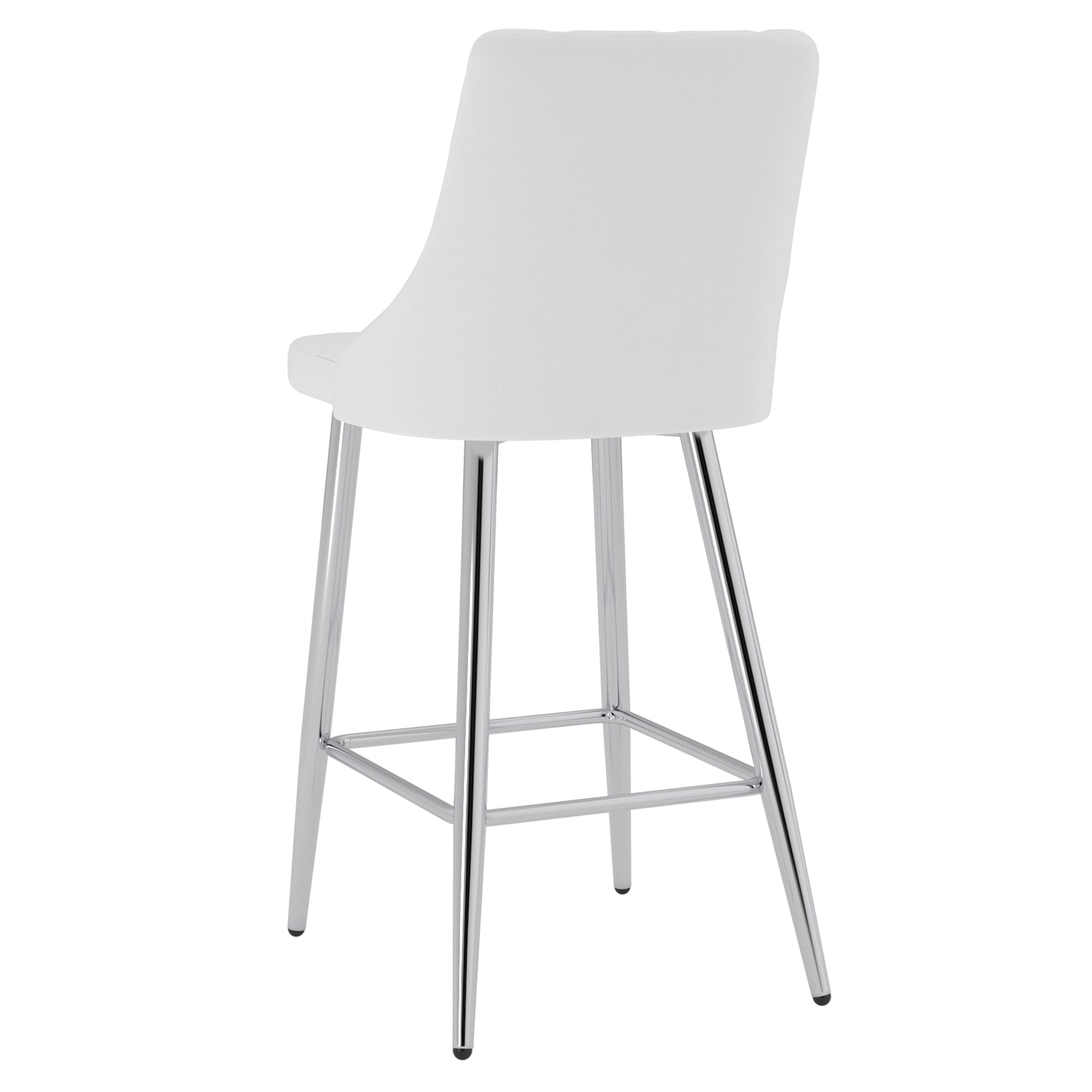 Devo 26" Counter Stool - White Faux Leather Chrome Finish-DECOROLALA