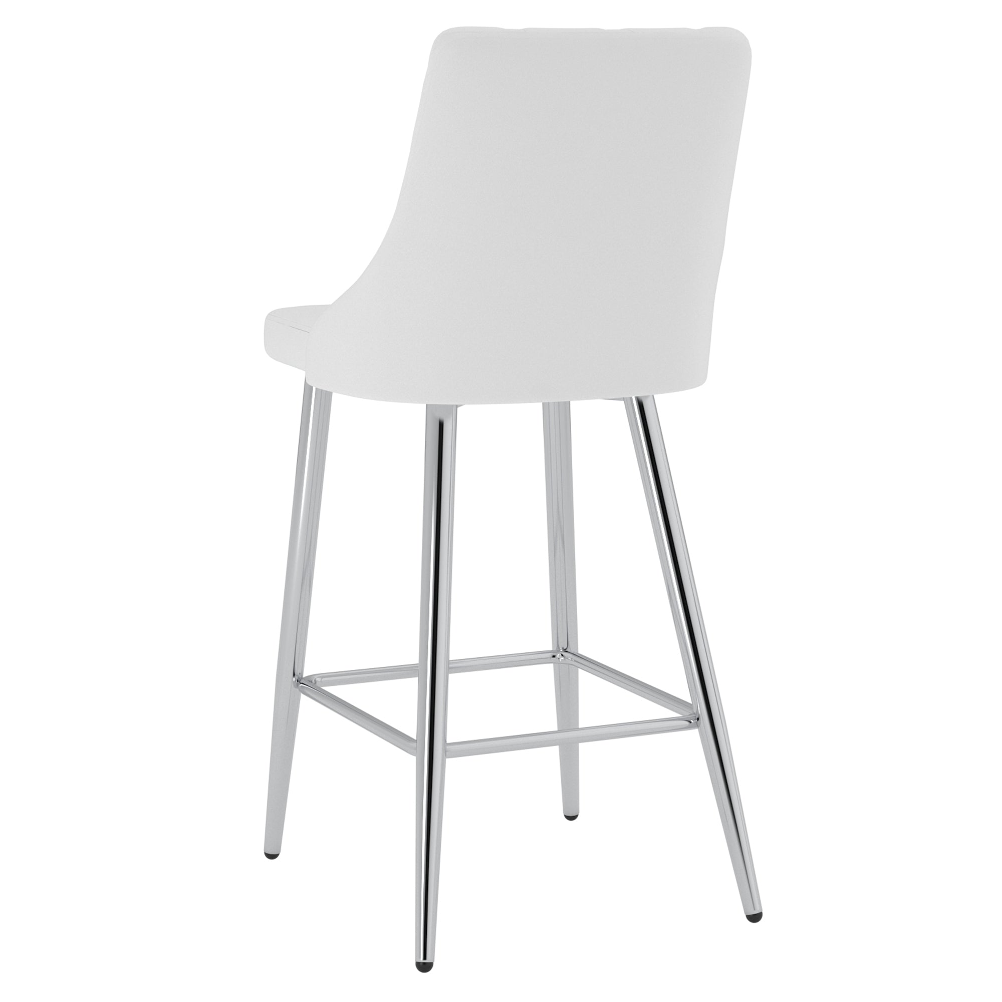 Devo 26" Counter Stool - White Faux Leather Chrome Finish-DECOROLALA
