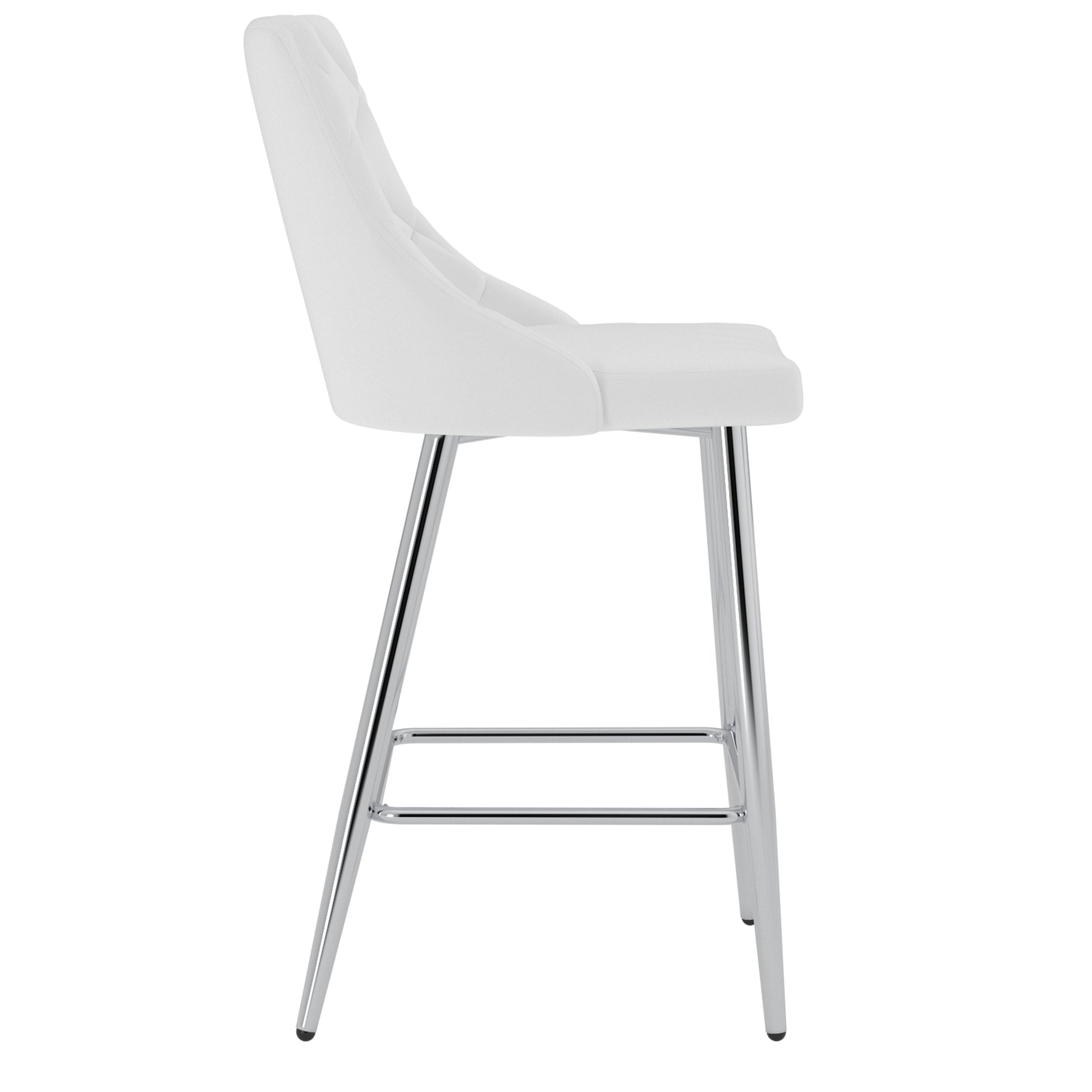 Devo 26" Counter Stool - White Faux Leather Chrome Finish-DECOROLALA