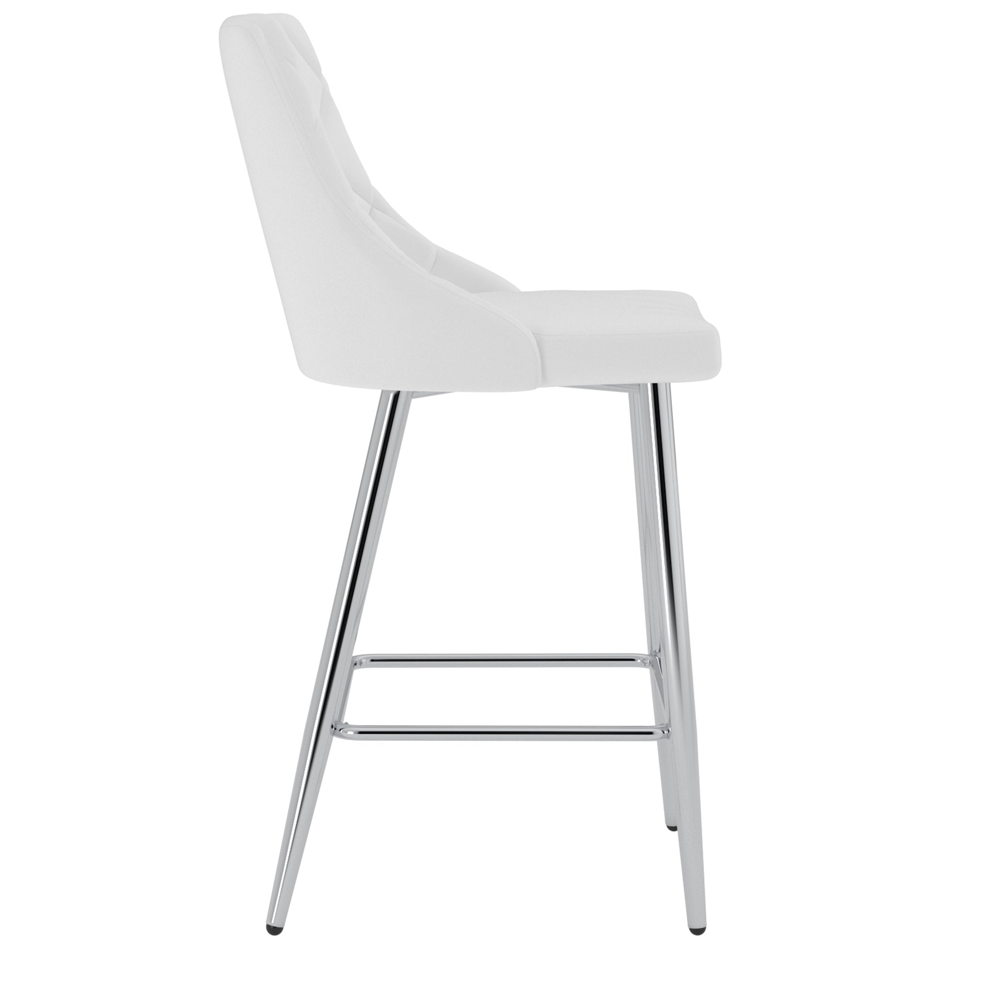 Devo 26" Counter Stool - White Faux Leather Chrome Finish-DECOROLALA