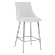Devo 26" Counter Stool - White Faux Leather Chrome Finish-DECOROLALA