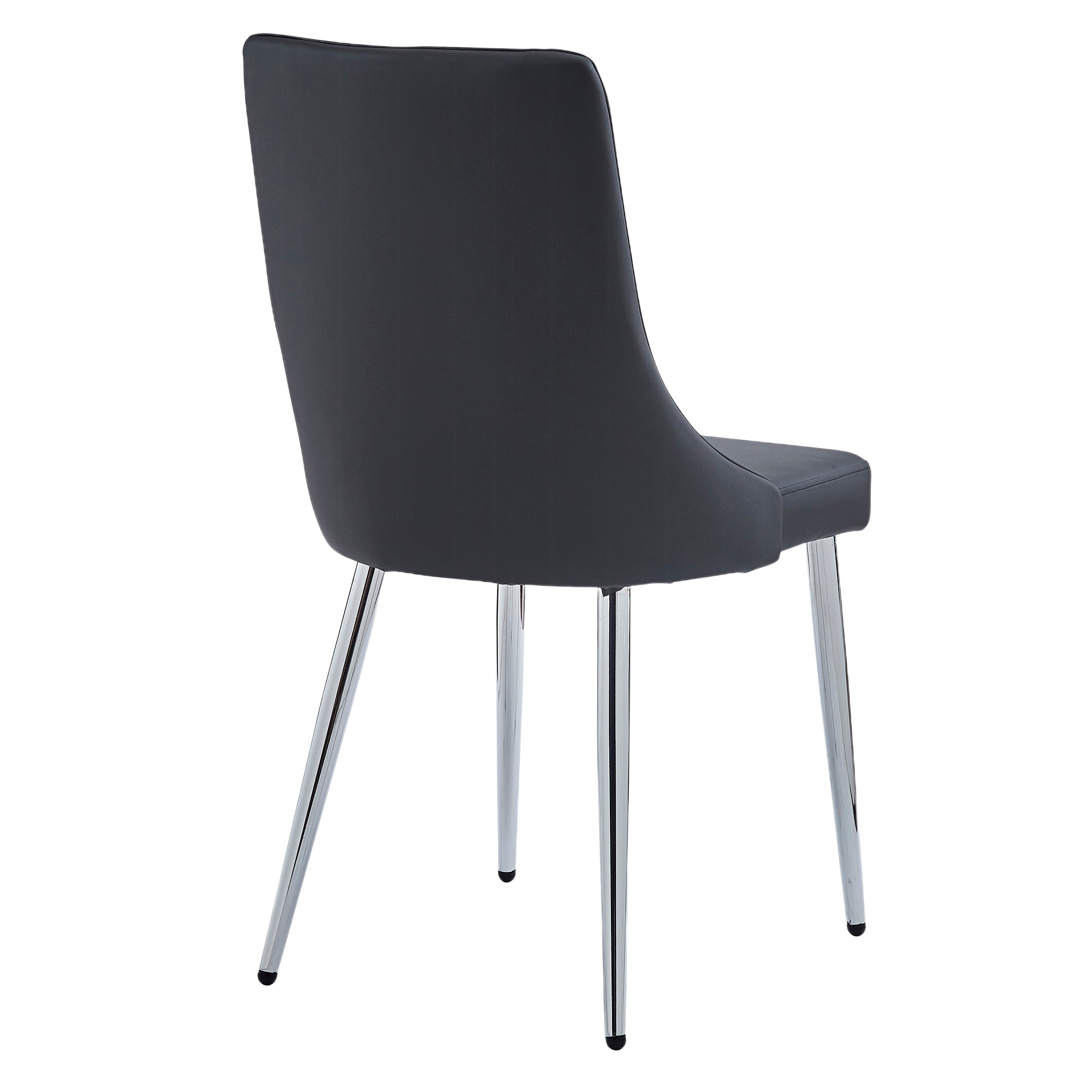 Devo Side Chair - Black Faux Leather and Wood Chrome Legs-DECOROLALA