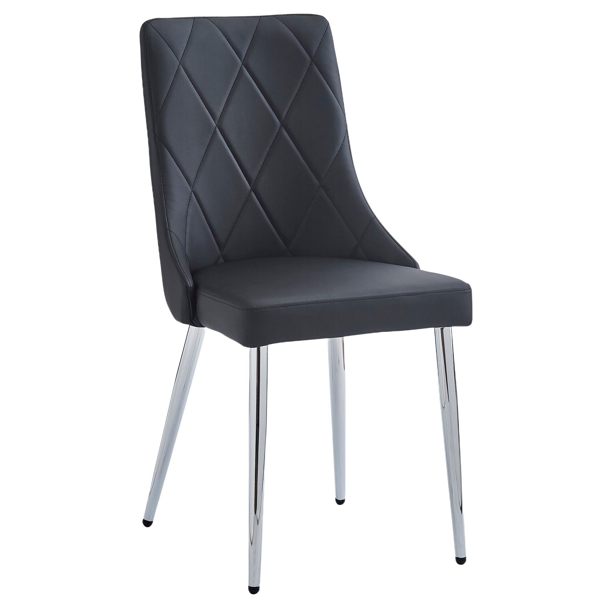 Devo Side Chair - Black Faux Leather and Wood Chrome Legs-DECOROLALA