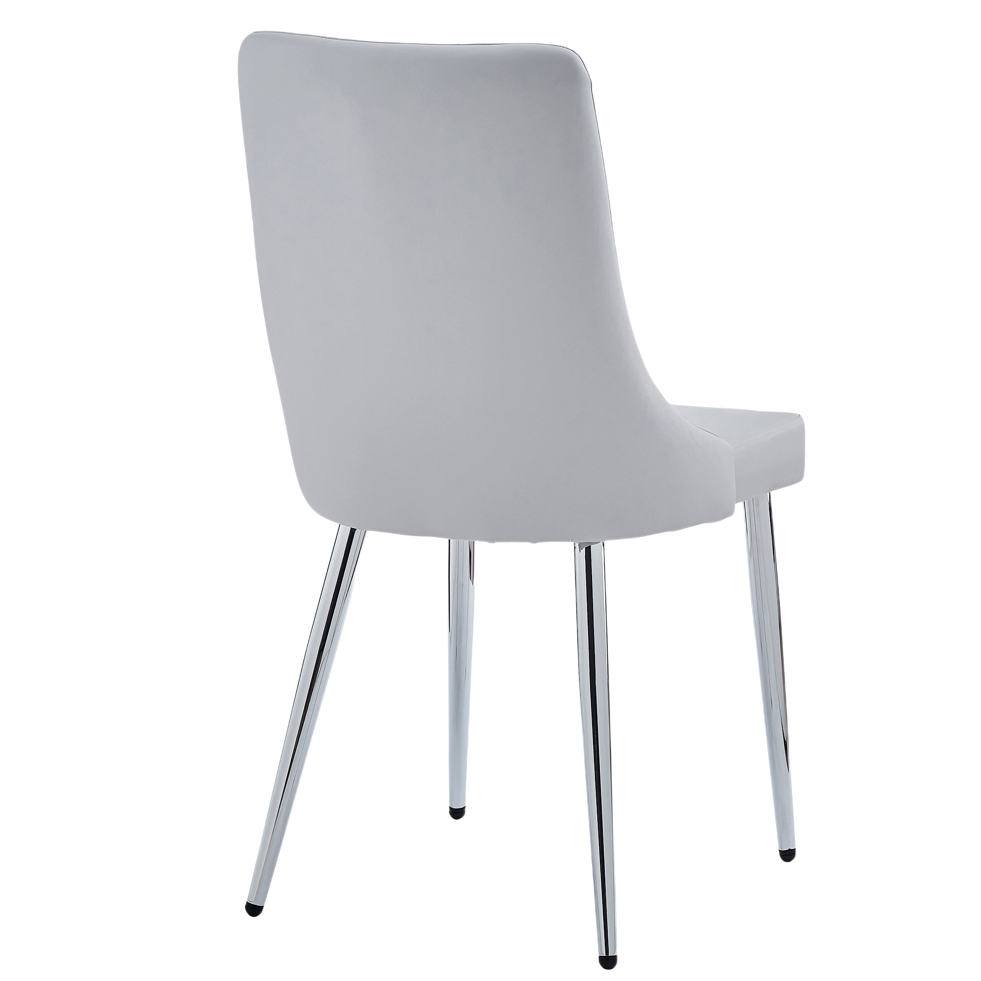 Devo Side Chair - Light Grey Faux Leather and Wood-DECOROLALA