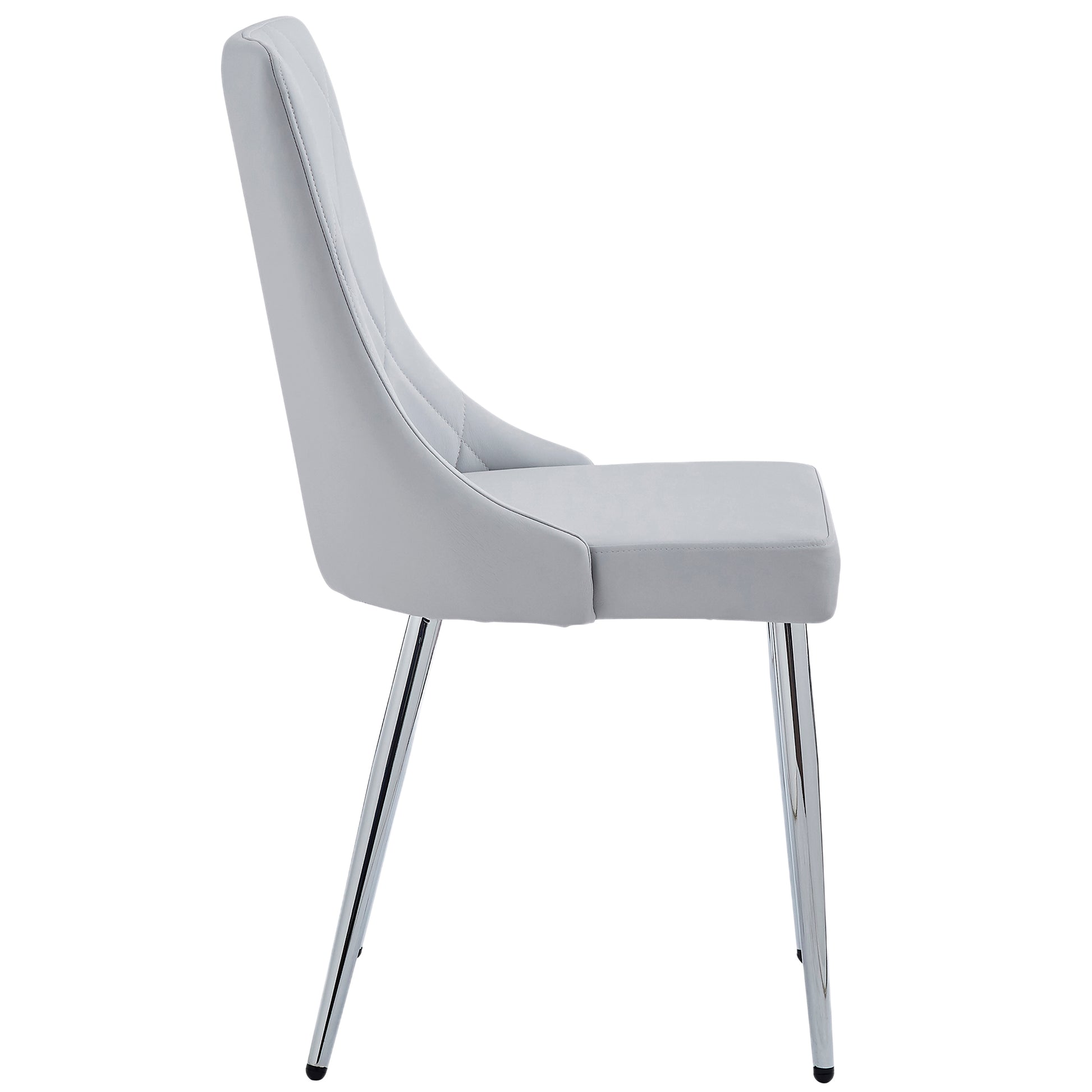 Devo Side Chair - Light Grey Faux Leather and Wood-DECOROLALA