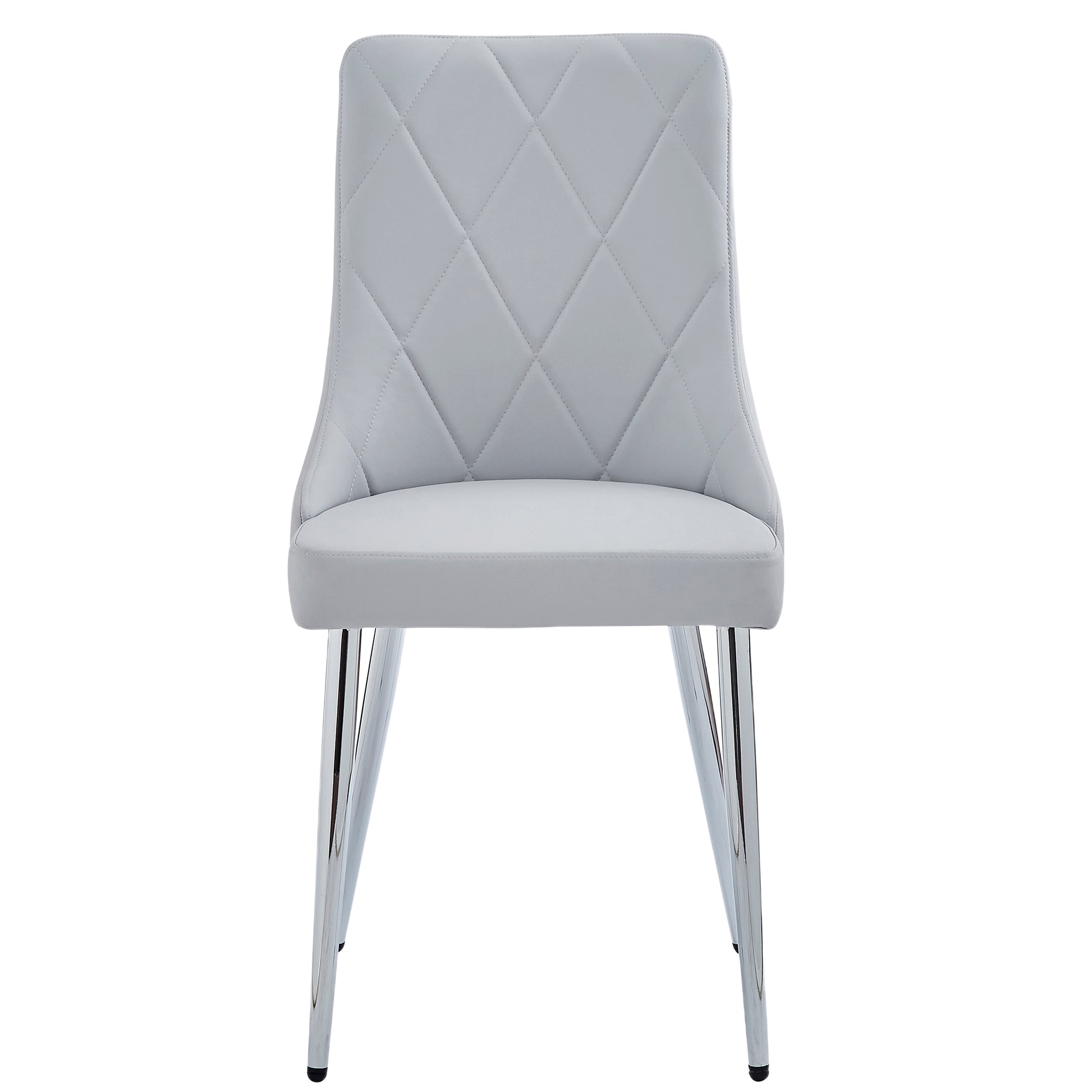Devo Side Chair - Light Grey Faux Leather and Wood-DECOROLALA