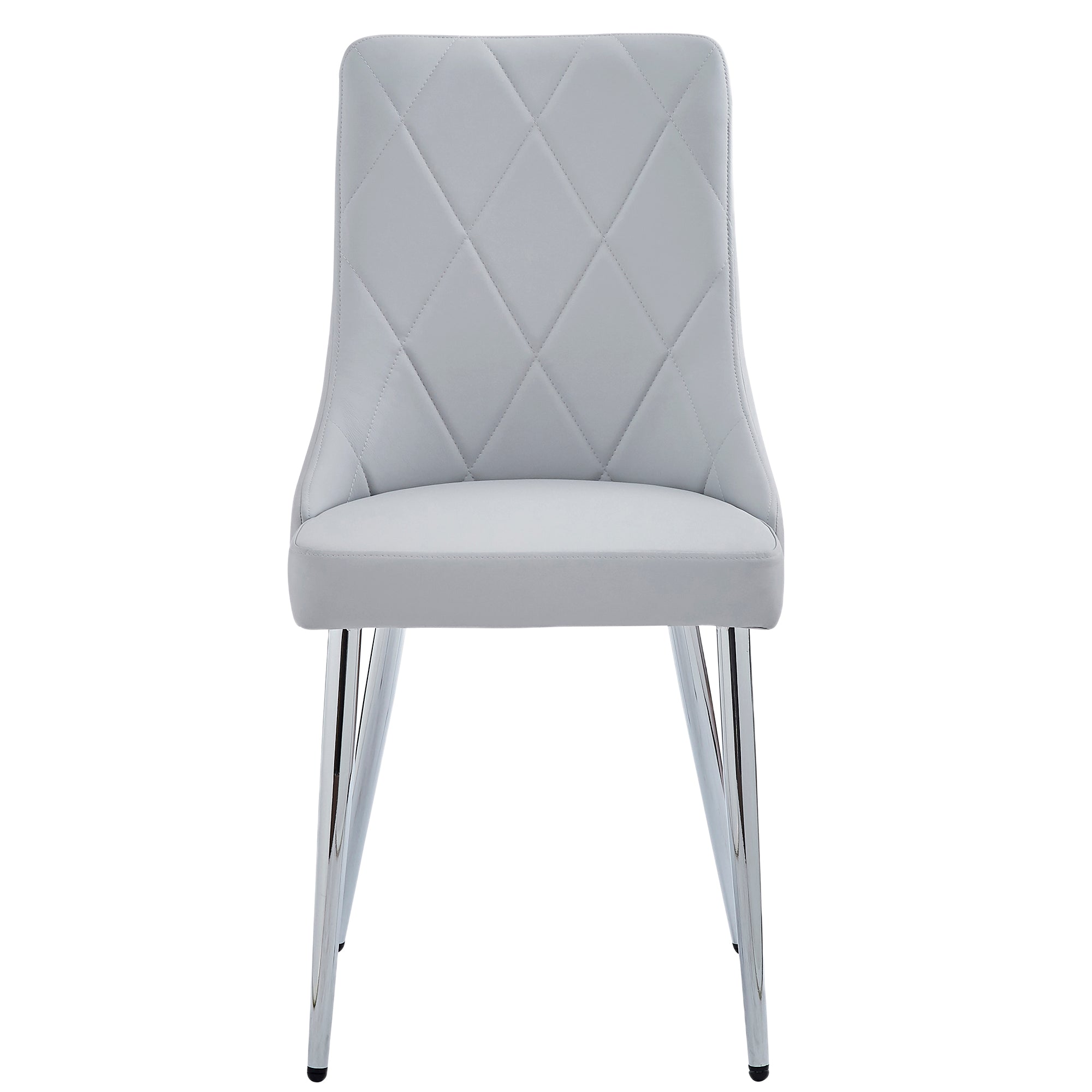 Devo Side Chair - Light Grey Faux Leather and Wood-DECOROLALA