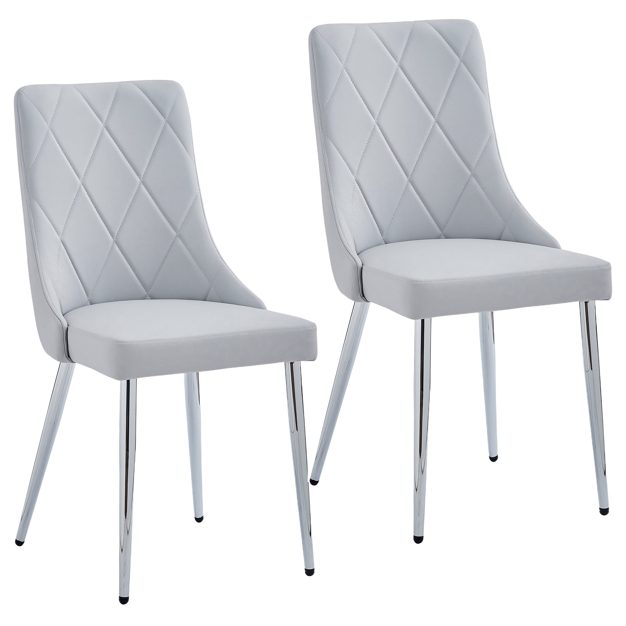 Devo Side Chair - Light Grey Faux Leather and Wood-DECOROLALA