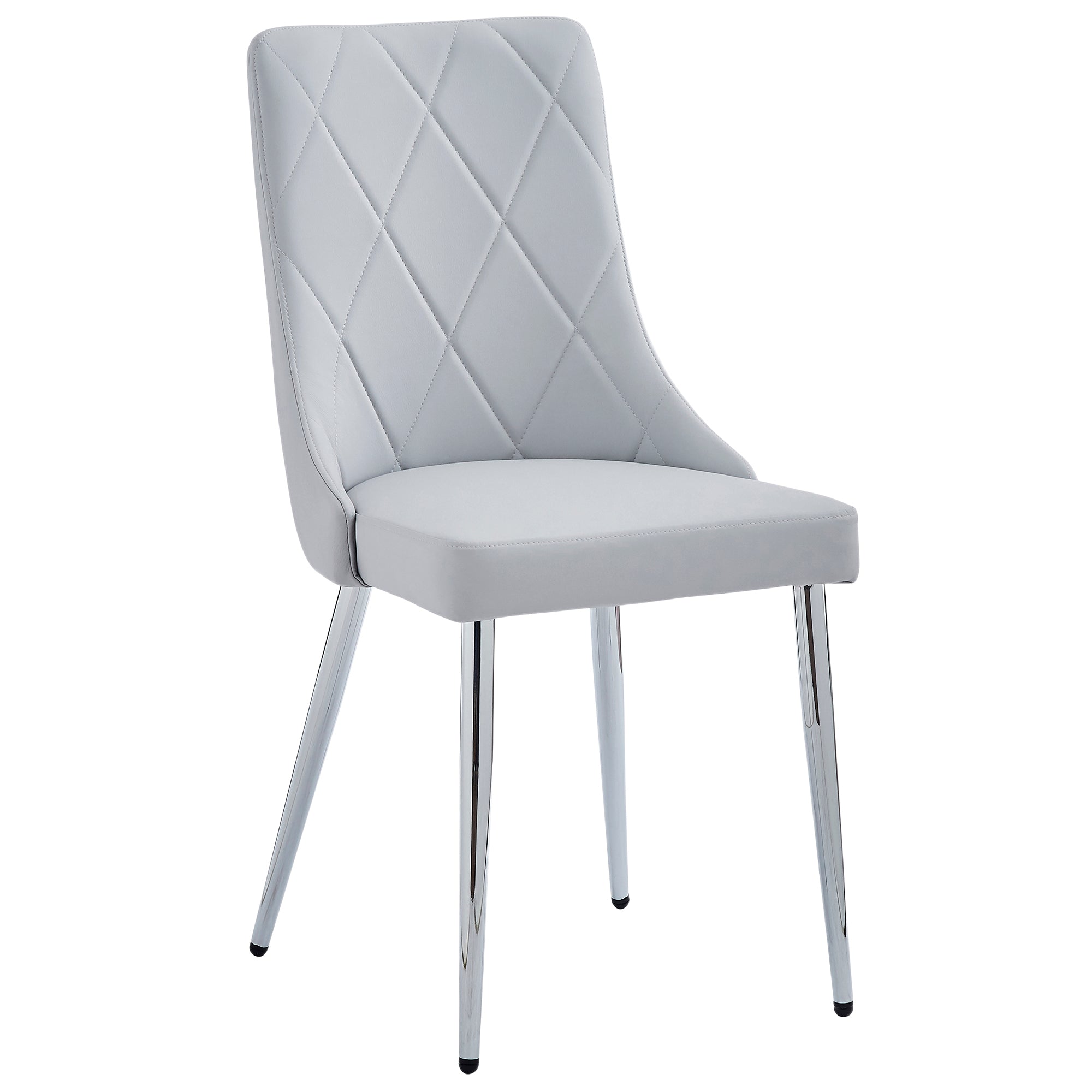 Devo Side Chair - Light Grey Faux Leather and Wood-DECOROLALA