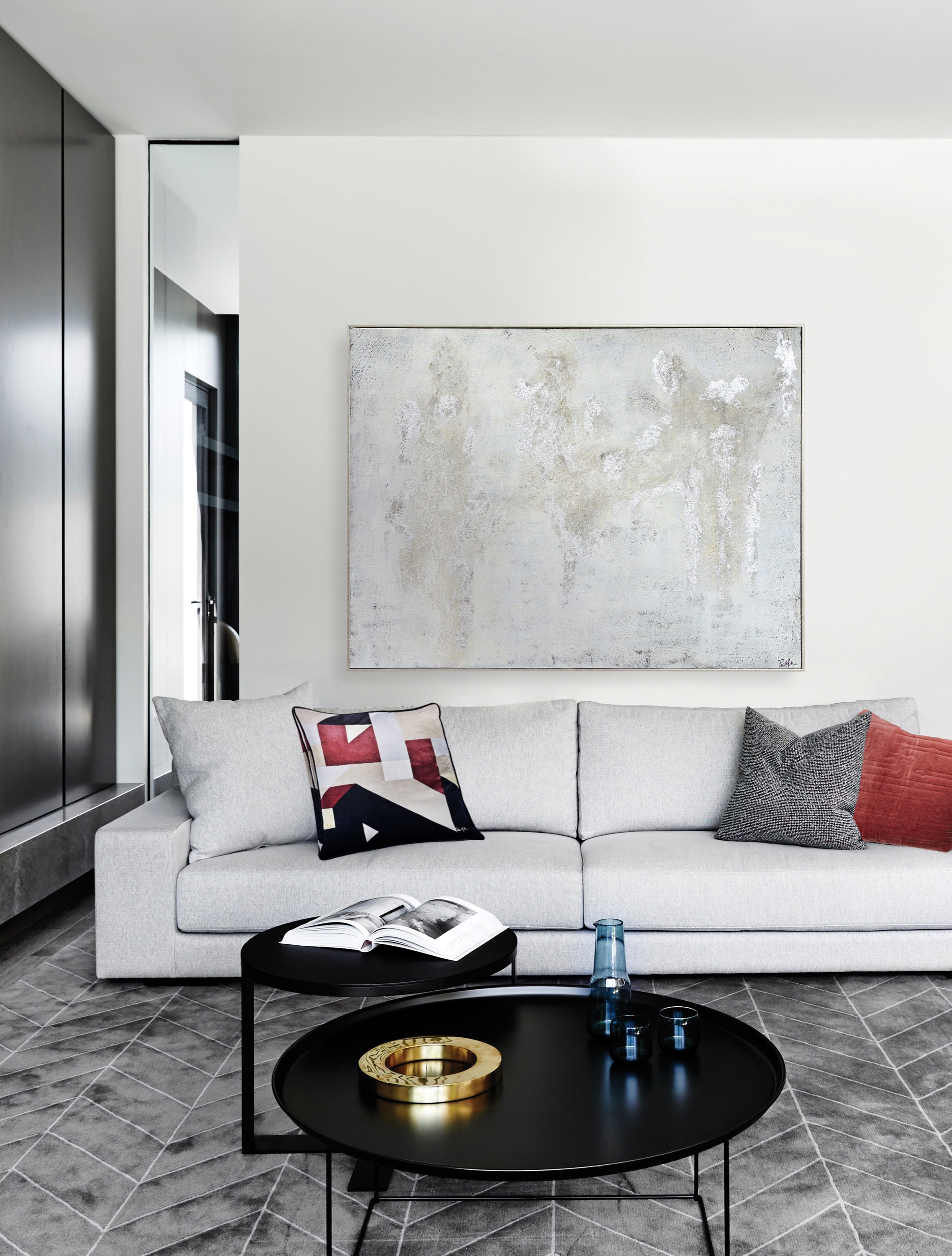 Devonshire 36" Wide Canvas Art, Silver-Canvas Art-DECOROLALA