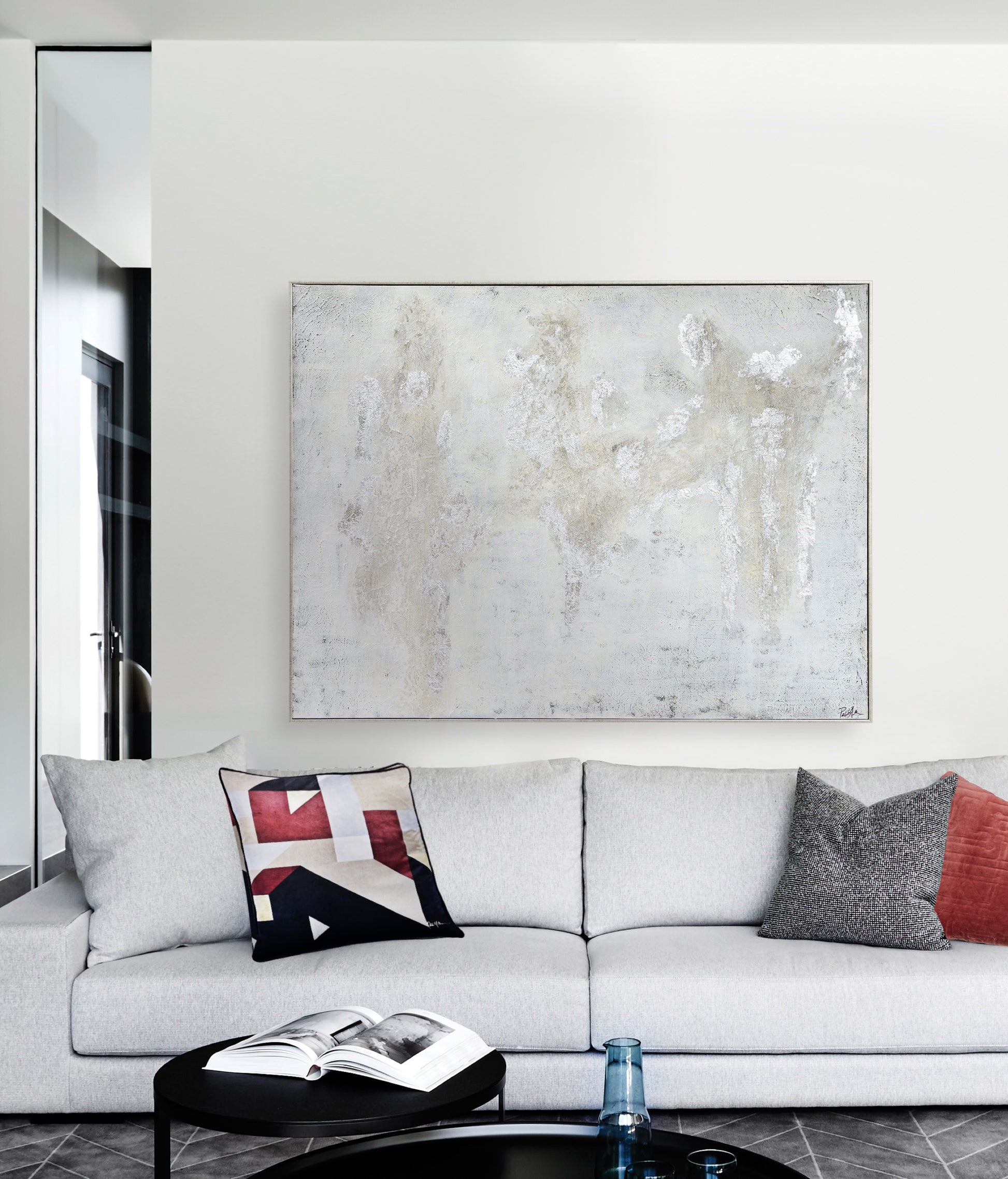 Devonshire 36" Wide Canvas Art, Silver-Canvas Art-DECOROLALA